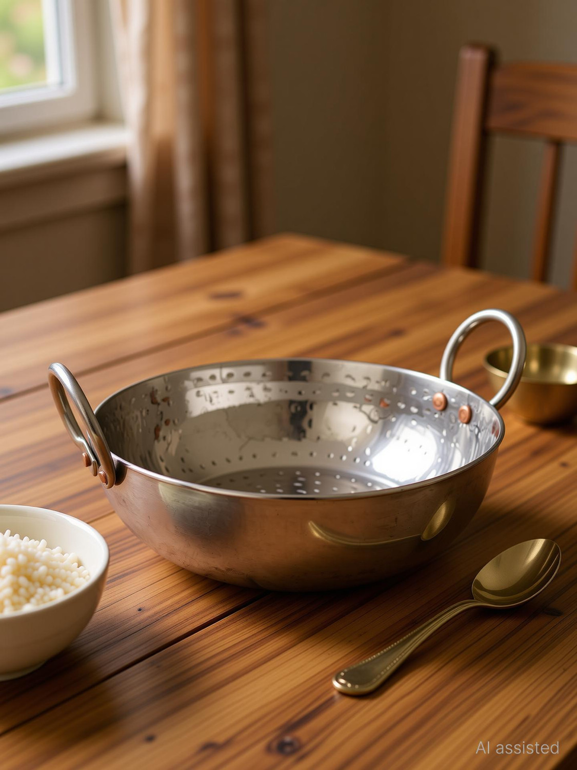 Image of BLkitchenmart Copper Bottom kadai Cooking Stainless Steel Bottom Pot Pans for Frying Kadhai 26 cm diameter 3 L capacity (Stainless Steel, Induction Bottom)