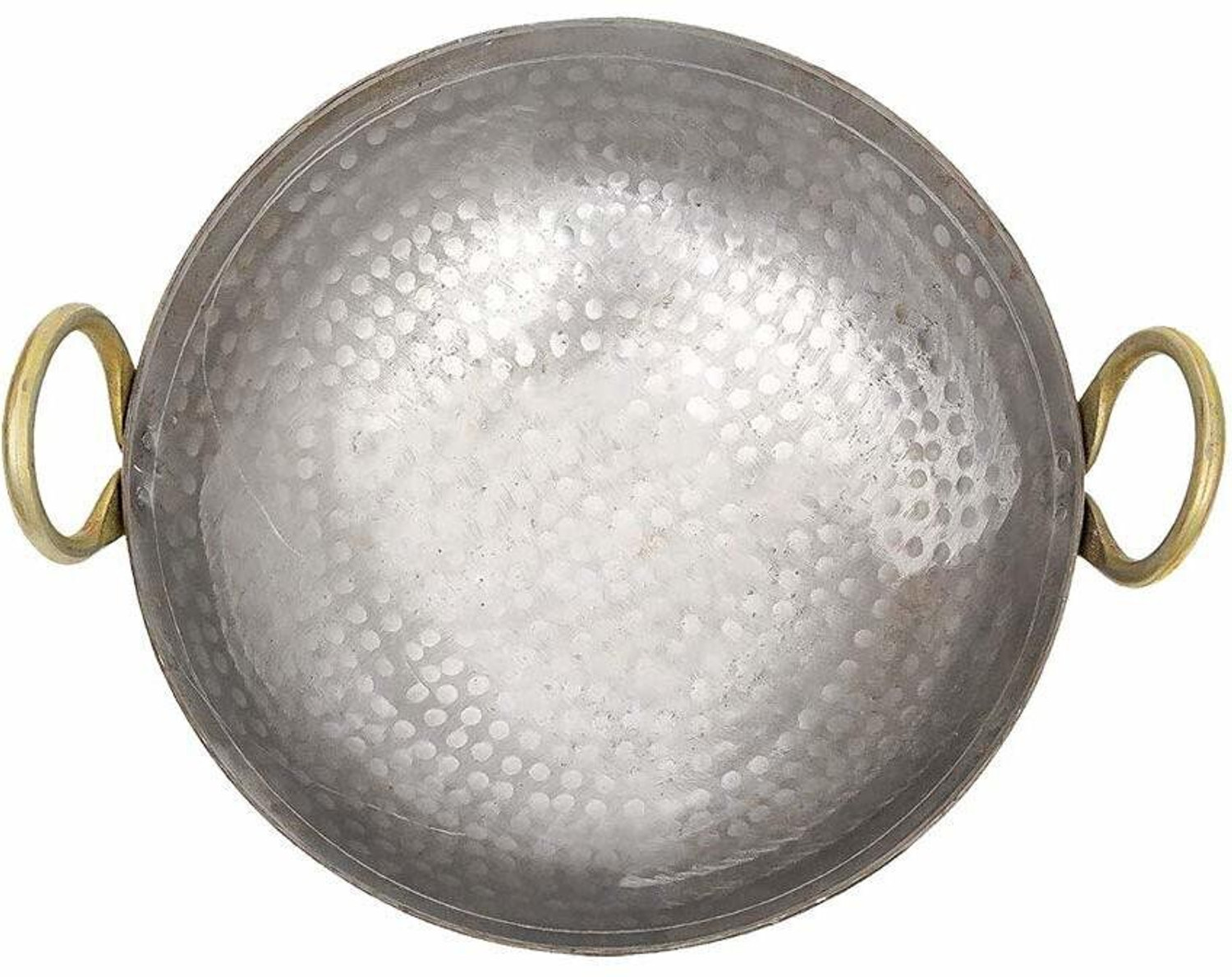 Image of PTR Hammered Iron Kadhai with Handle - Food-Grade Iron for Healthy Cooking (5L) Kadhai 33 cm diameter 5 L capacity (Iron)