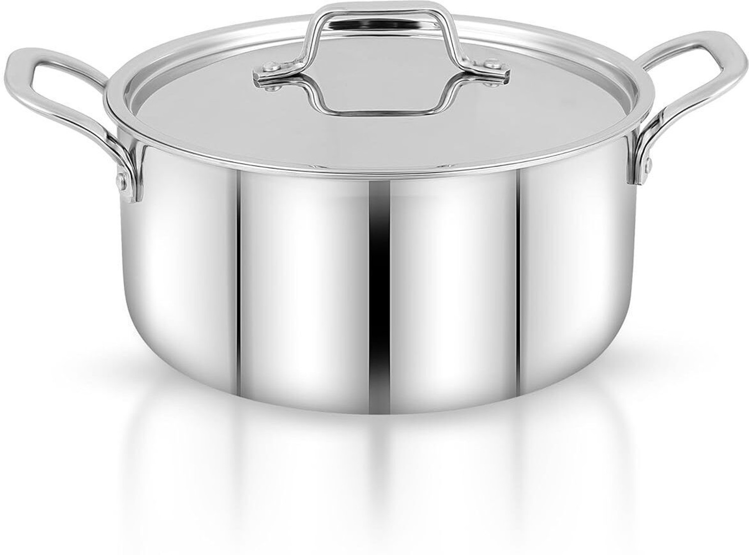Image of NSVL Triply Stainless Steel Tope with Lid Tope /Bhagona /Patila with Lid 4.2 L capacity 22 cm diameter (Triply, Induction Bottom)