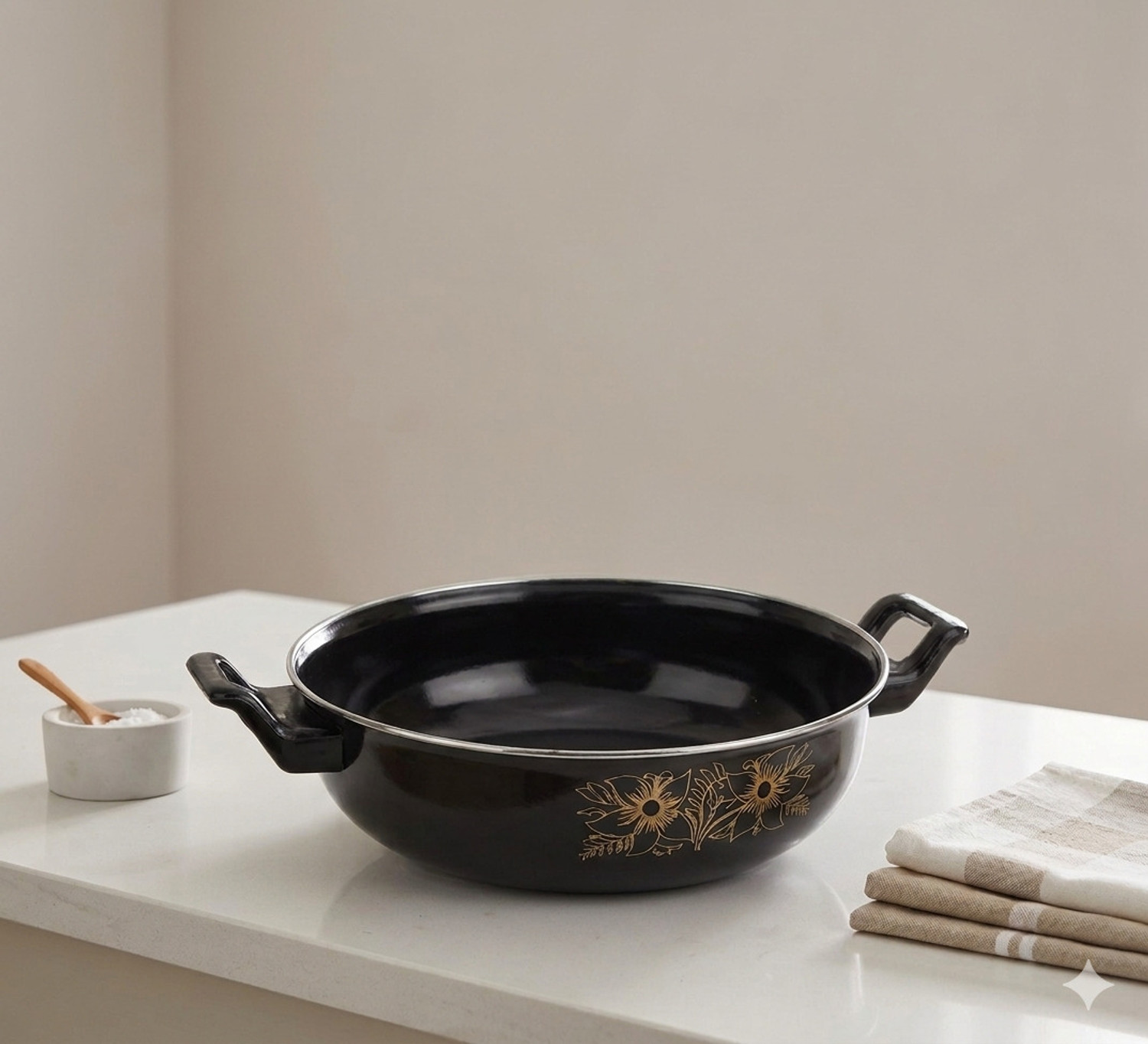 Image of Kashvi Premium Kadhai Kadhai 26 cm diameter 3.5 L capacity (Cast Iron, Non-stick, Induction Bottom)