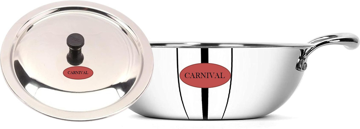 Image of CARNIVAL Aluminium Handi /Biryani Pot /Pot Pan With Stainless Steel Lid Handi 4 L with Lid (Aluminium, Induction Bottom)