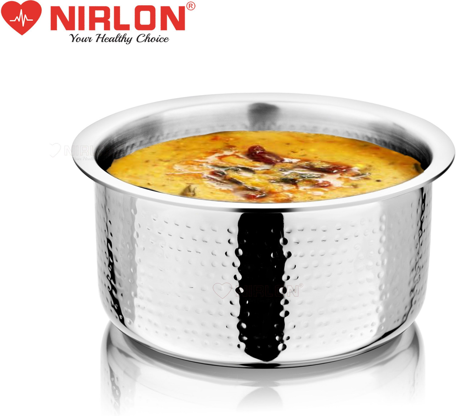 Image of NIRLON Triply Stainless Steel Cookware Tope /Patila 20cm Tope /Bhagona /Patila 3.1 L capacity 20 cm diameter (Triply, Non-stick, Induction Bottom)