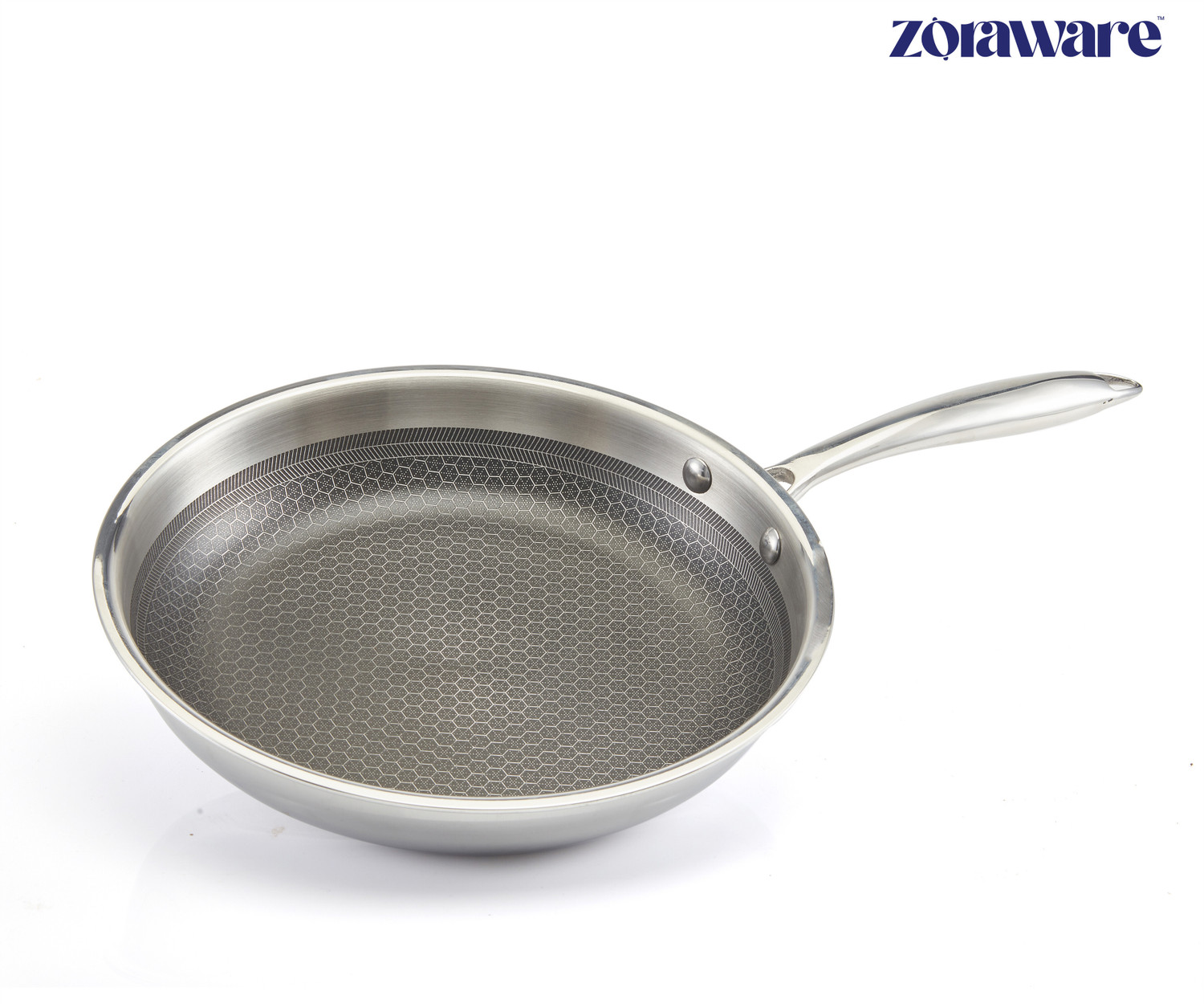 Image of Aramex Non-Stick Honeycomb Triply Stainless Fry Pan 26 cm diameter with Lid 2.3 L capacity (Triply, Non-stick, Induction Bottom)