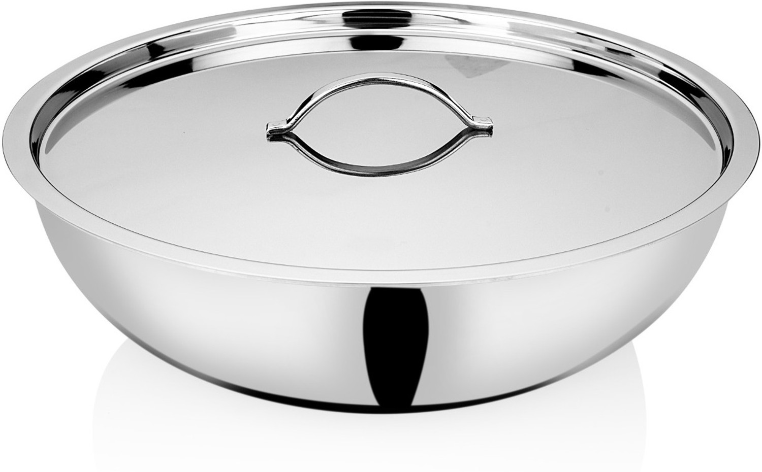 Image of CraftedCutlery Heavy Stainless Steel Tope With Lid | Bhagola | Patila | Flat Bottom Tope 2.5 L capacity 22 cm diameter (Stainless Steel, Induction Bottom)