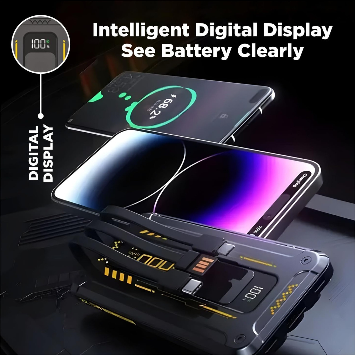 Image of ELIIDE 20000 mAh 22.5 W Compact Pocket Size Power Bank (Black, Orange, Lithium Polymer, Power Delivery 2.0, Fast Charging for Mobile, Tablet, Smartwatch)
