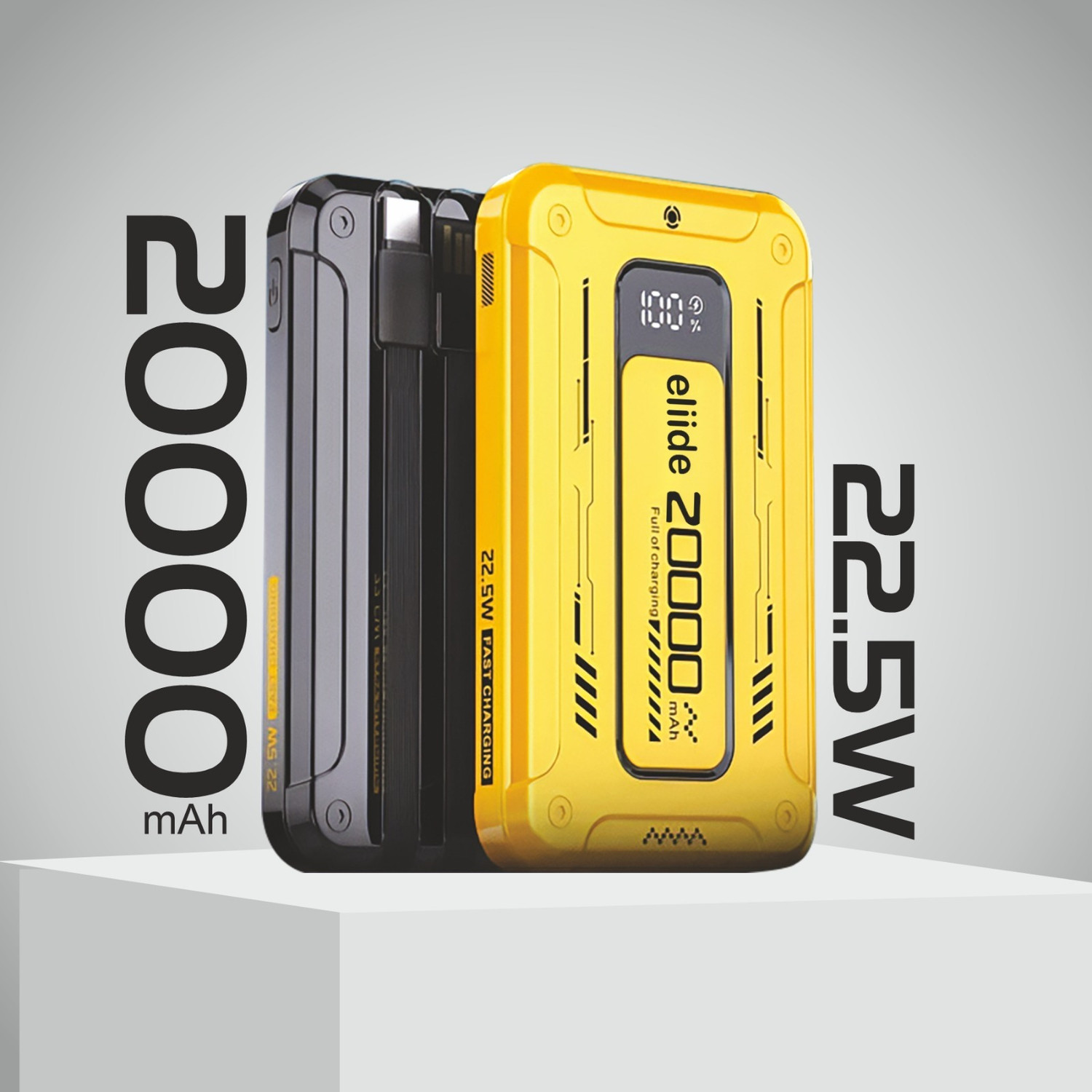 Image of ELIIDE 20000 mAh 22.5 W Compact Pocket Size Power Bank (Black, Orange, Lithium Polymer, Power Delivery 2.0, Fast Charging for Mobile, Tablet, Smartwatch)