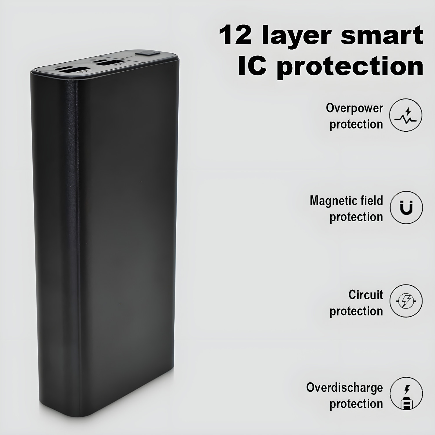 Image of FAHIG 50000 mAh 22 W Compact Pocket Size Power Bank (Black, Lithium Polymer, Fast Charging, Power Delivery 2.0 for Earbuds, Mobile, Smartwatch, Smartband, Speaker, Tablet, Trimmer)