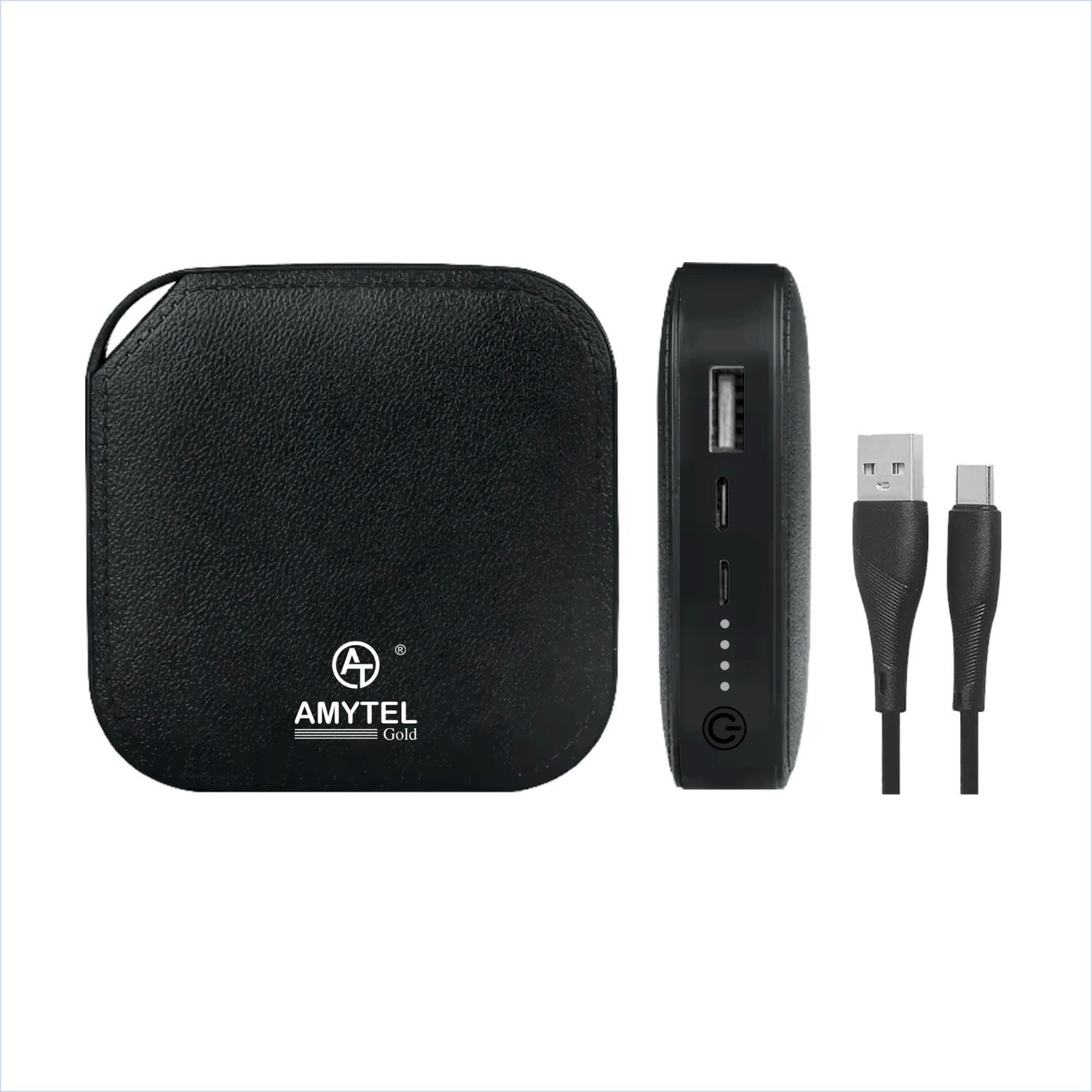 Image of AMYTEL 10000 mAh Compact Pocket Size Power Bank (Black, Lithium Polymer, Power Delivery 2.0, Quick Charge 2.0 for Mobile, Tablet, Smartband, Speaker)