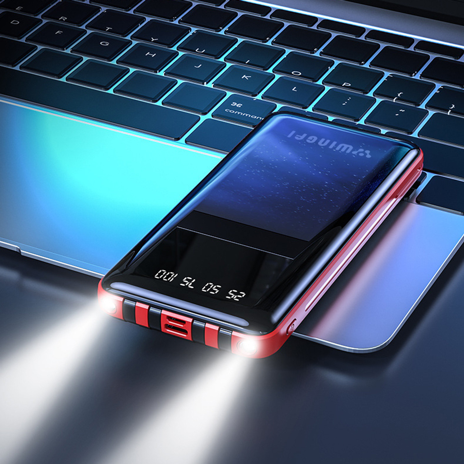 Image of WINgFI 10000 mAh 12 W Compact Pocket Size Power Bank (Red, Lithium Polymer, Quick Charge 3.0 for Mobile, Tablet, Smartband, Speaker, Smartwatch, Trimmer, Earbuds)