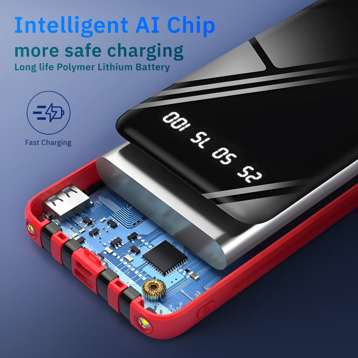Image of WINgFI 10000 mAh 12 W Compact Pocket Size Power Bank (Red, Lithium Polymer, Quick Charge 3.0 for Mobile, Tablet, Smartband, Speaker, Smartwatch, Trimmer, Earbuds)