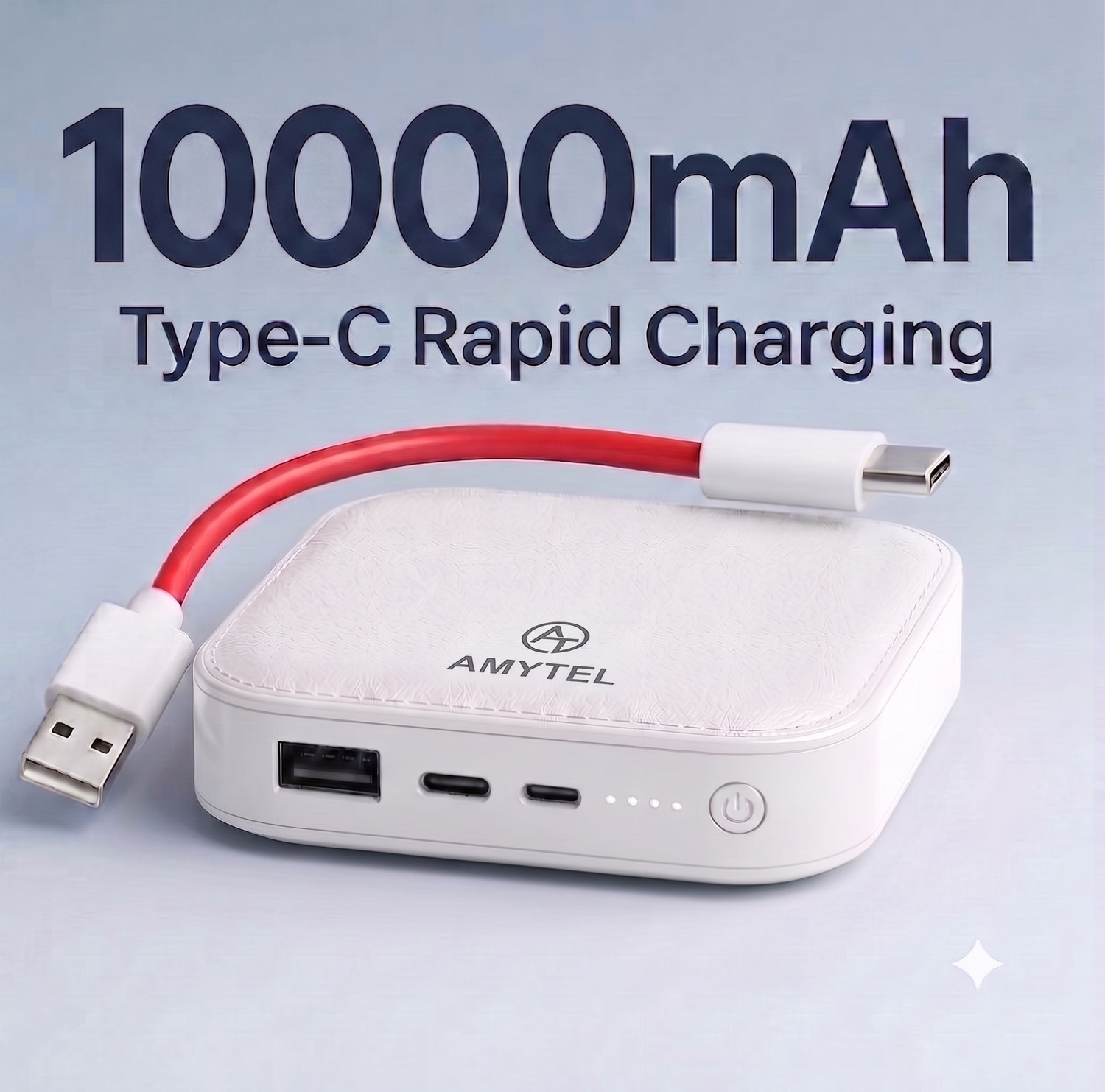 AMYTEL 10000 mAh 8W Mini Power Bank White - Image 3
