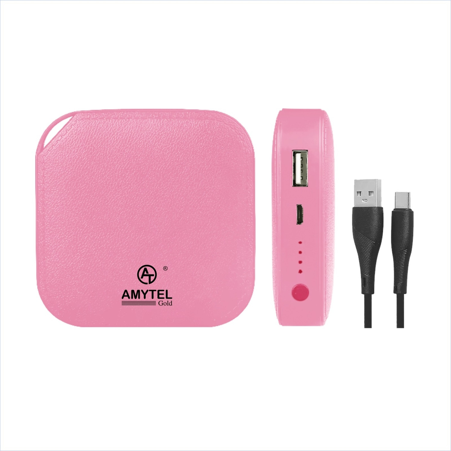 Image of AMYTEL 10000 mAh 15 W Nano Pocket Size Power Bank (Pink, Lithium-ion, Power Delivery 2.0, Quick Charge 2.0, Quick Charge 3.0 for Mobile, Speaker, Tablet, Earbuds, Trimmer)