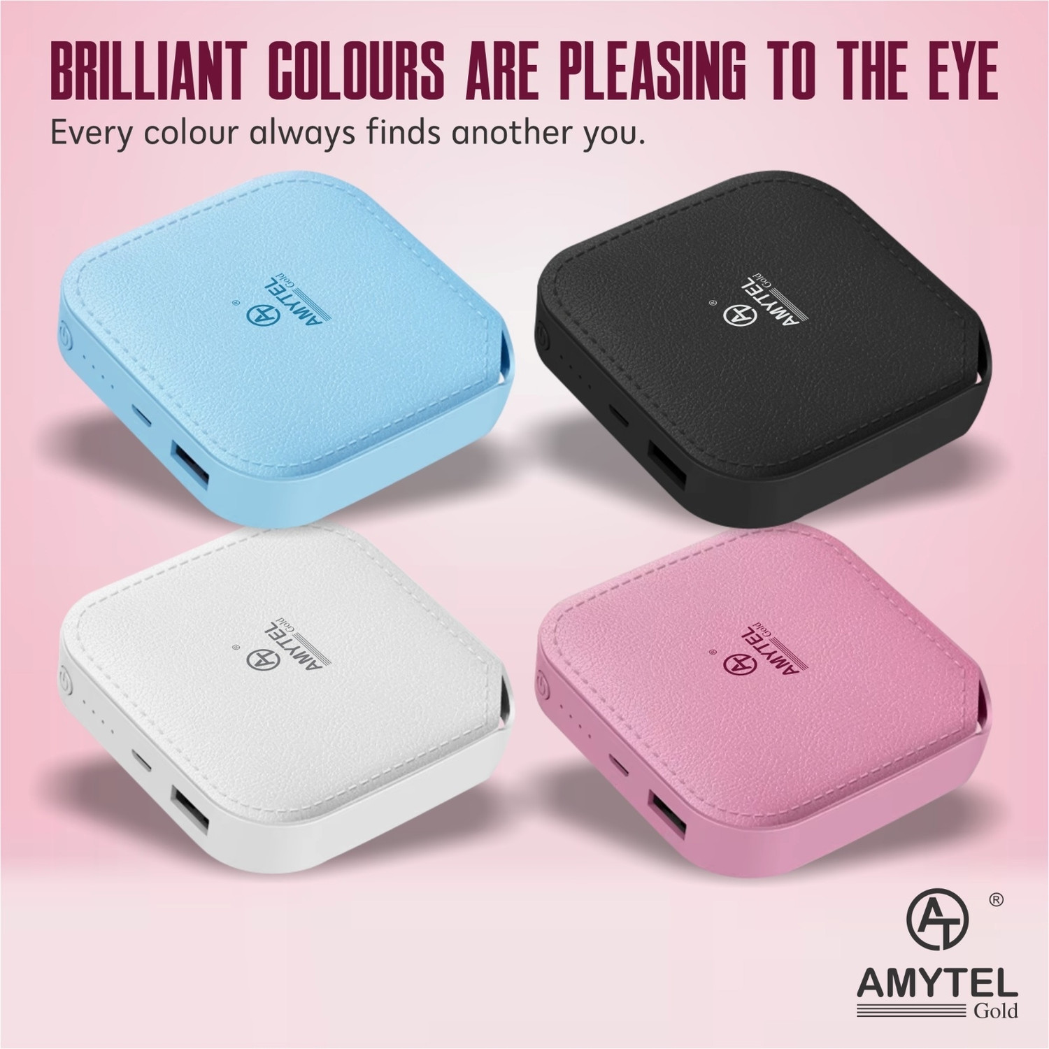 Image of AMYTEL 10000 mAh 15 W Nano Pocket Size Power Bank (Pink, Lithium-ion, Power Delivery 2.0, Quick Charge 2.0, Quick Charge 3.0 for Mobile, Speaker, Tablet, Earbuds, Trimmer)