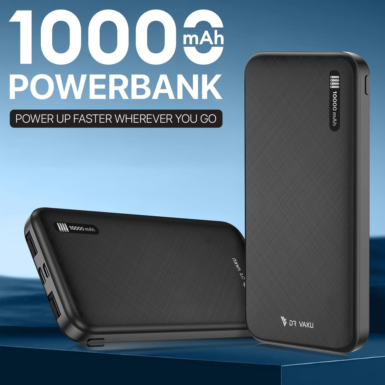 Image of DR VAKU 10000 mAh Slim Pocket Size Power Bank (Dual Input (Type-C + Micro) & Dual Output, Lithium Polymer, for Mobile)