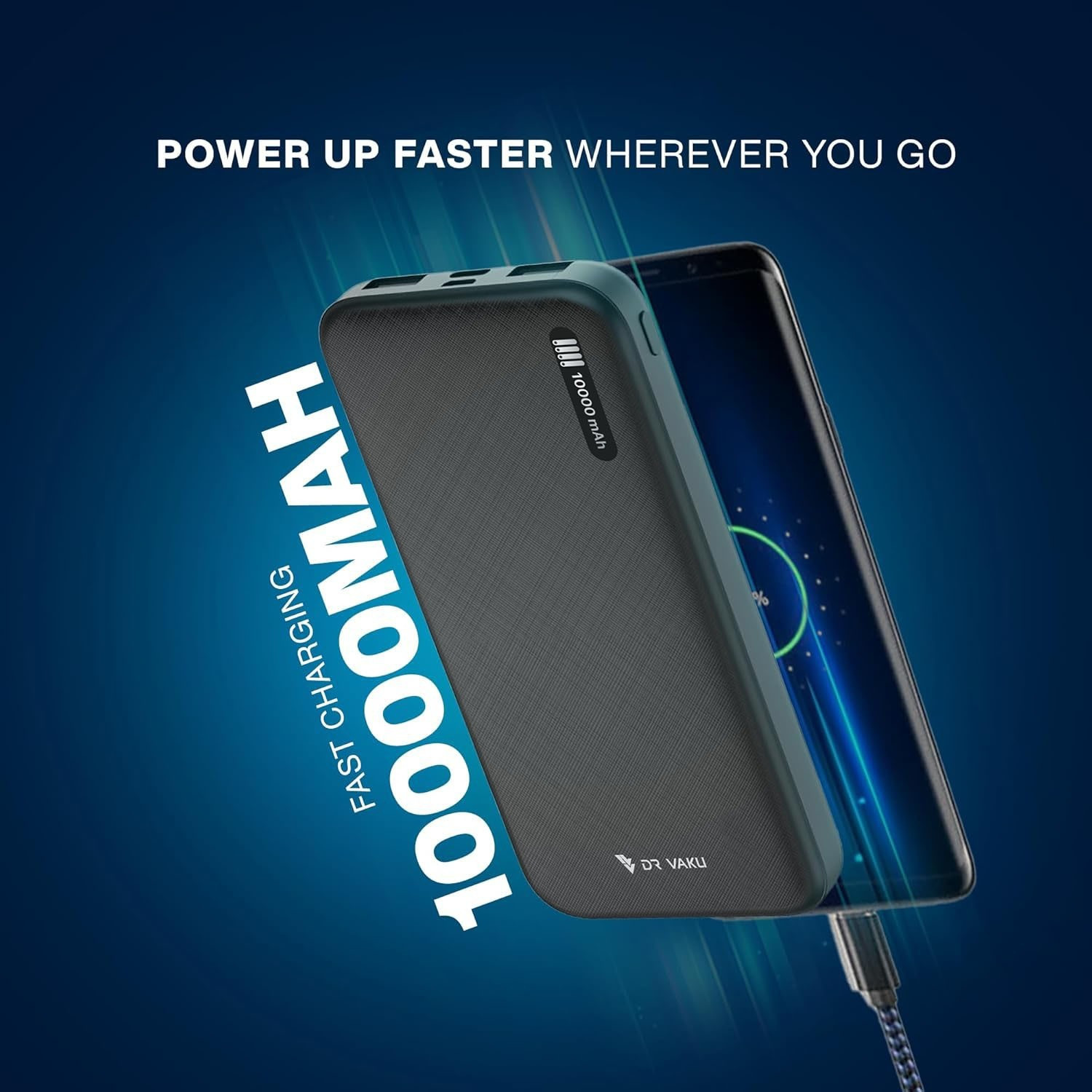 Image of DR VAKU 10000 mAh Slim Pocket Size Power Bank (Dual Input (Type-C + Micro) & Dual Output, Lithium Polymer, for Mobile)