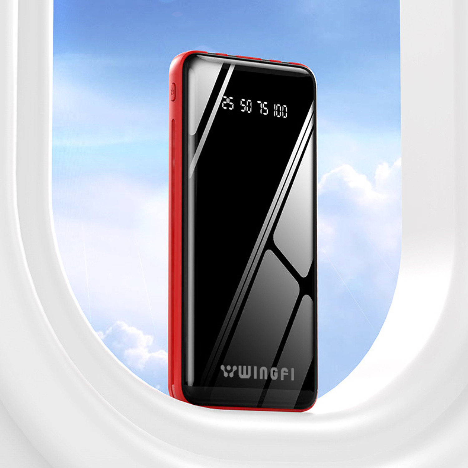 Image of WINgFI 10000 mAh 12 W Compact Pocket Size Power Bank (Red, Lithium Polymer, Quick Charge 3.0 for Mobile, Tablet, Smartband, Speaker, Smartwatch, Trimmer, Earbuds)