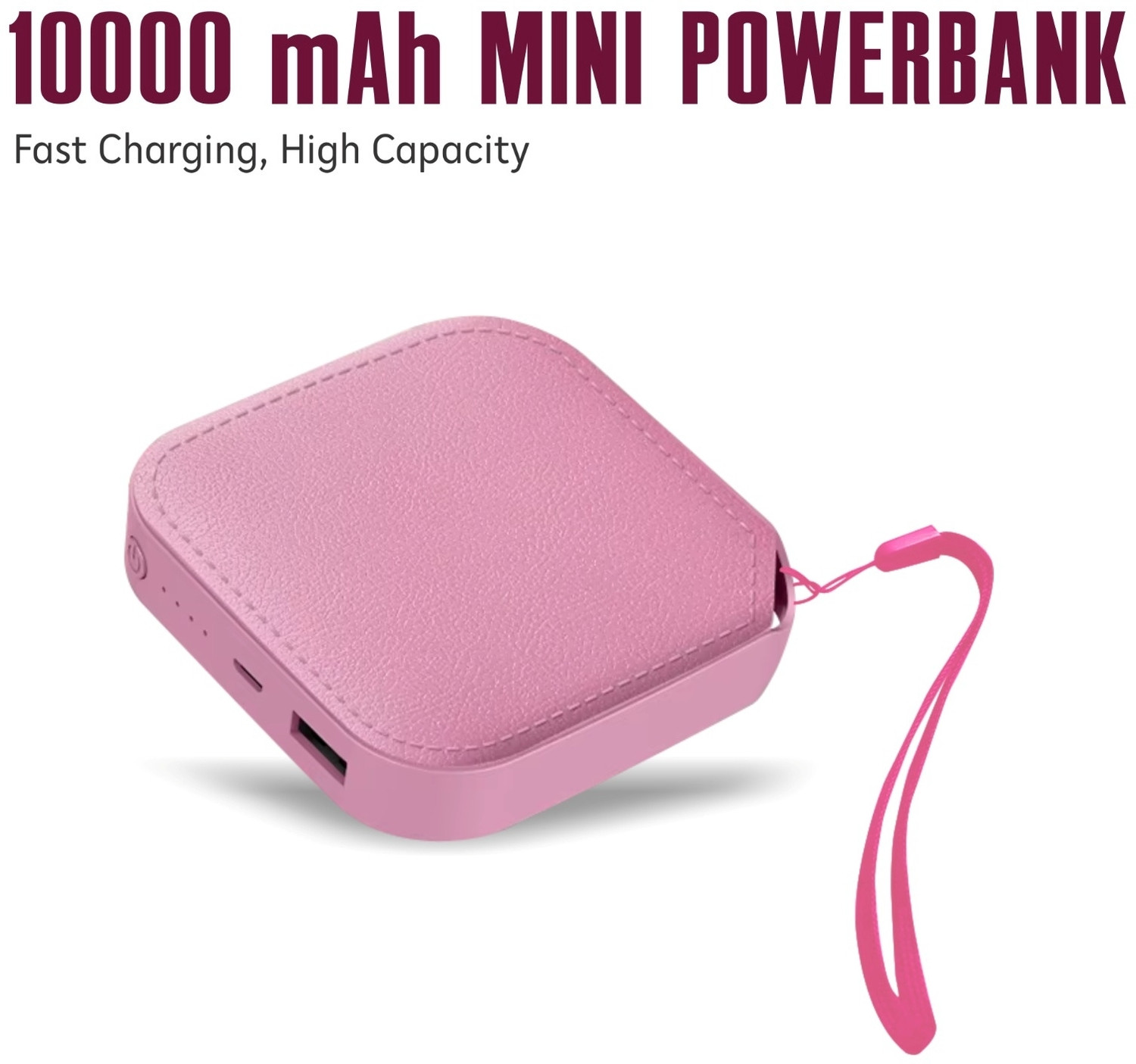 Image of AMYTEL 10000 mAh 15 W Nano Pocket Size Power Bank (Pink, Lithium-ion, Power Delivery 2.0, Quick Charge 2.0, Quick Charge 3.0 for Mobile, Speaker, Tablet, Earbuds, Trimmer)