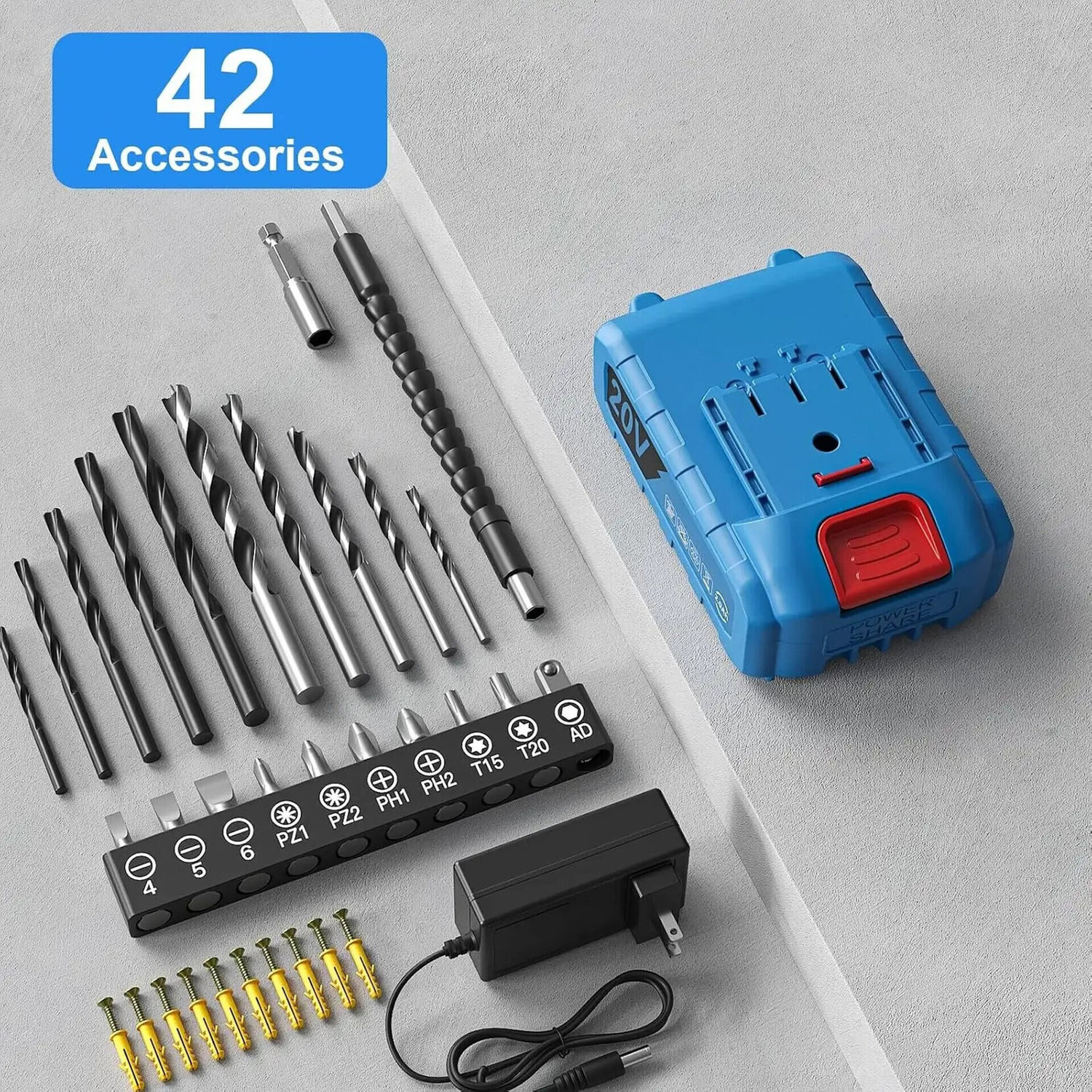 Image of NUVIO DOUBLE BATTERY Cordless Drill Set 48V Electric Drill Machine Kit Electric Drill Driver Dual Speed Keyless Chuck LED Multi Bits Kit Cordless Drill (10 mm Chuck Size)