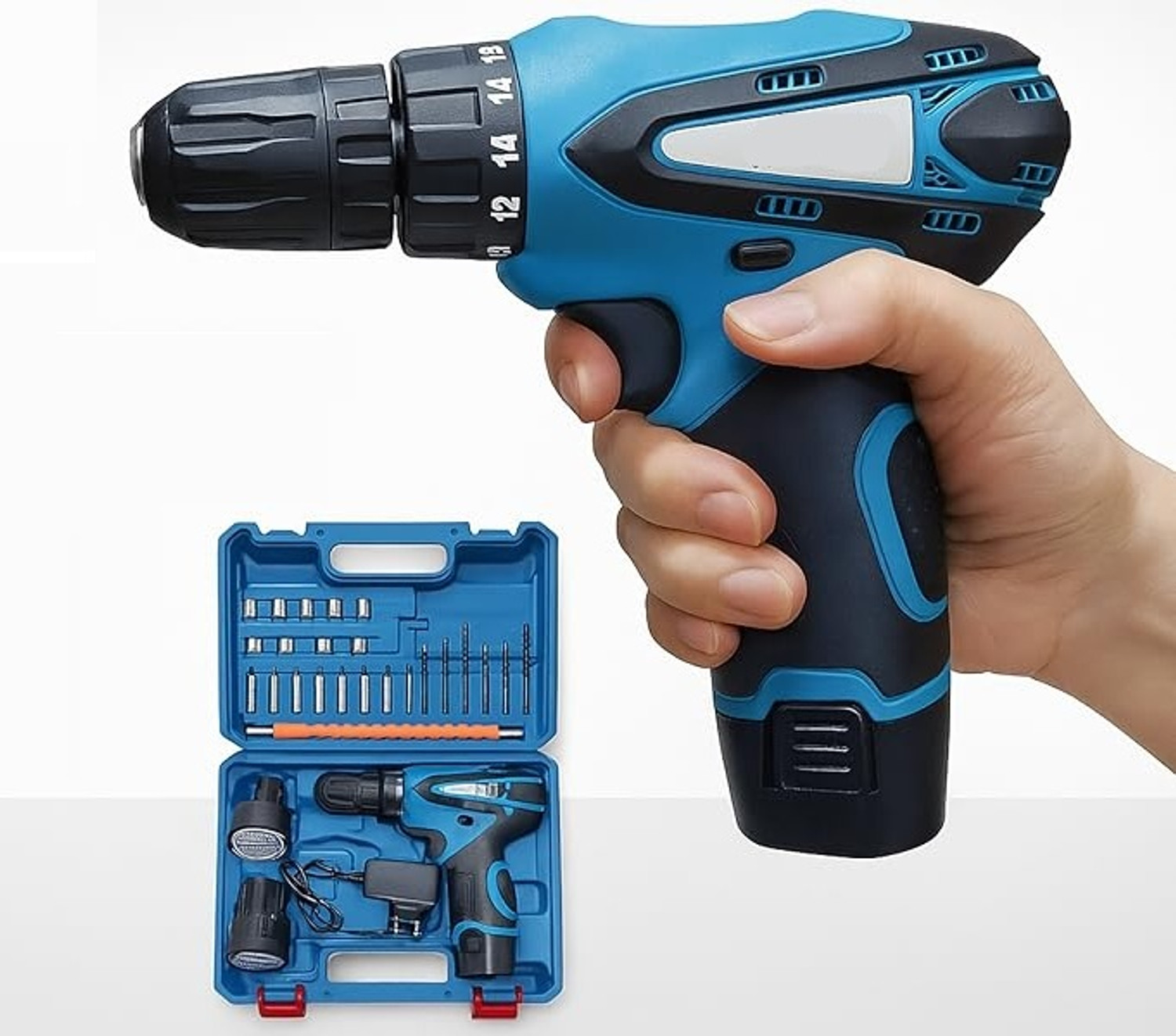 VOLTegIC Cordless 12V Drill Machine Rechargeable Electric Hand Drill for DIY Work Cordless 12V Drill Machine Rechargeable Electric Hand Drill for DIY Work Cordless Drill