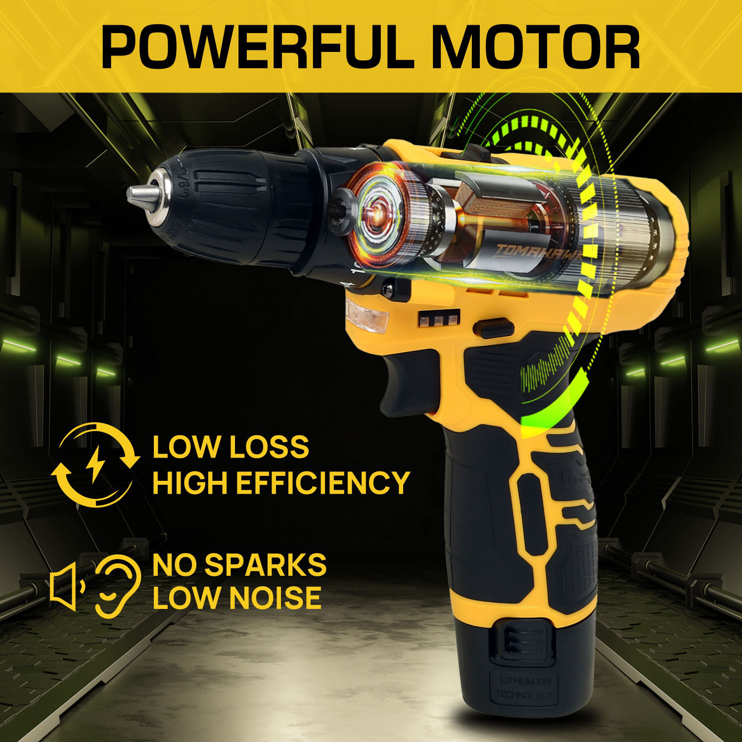 Image of Tomahawk |1.5Ah Battery x1, 35Nm Torque, 2-Speed| TCD-20A-2B-2Ah Cordless Drill (10 mm Chuck Size)