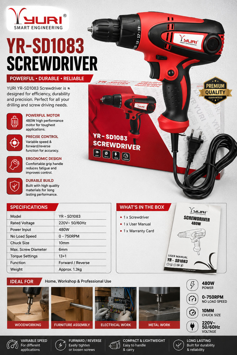 Yurii YR-SD1083 YR-SD1083 Cordless Drill