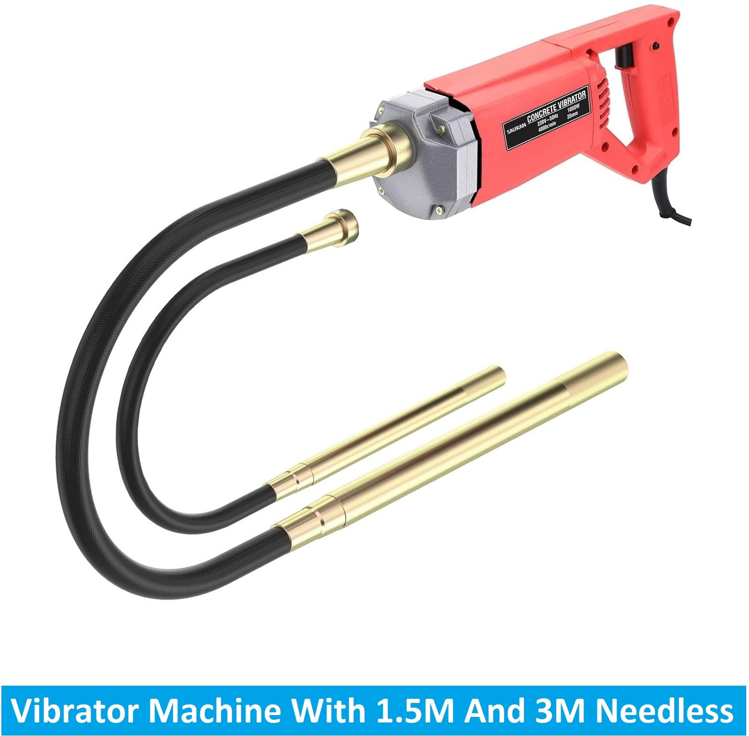 Sauran Heavy Duty Concrete Needle Vibrator With 1.5M And 3 Meter Rod (VNM2) Pistol Grip Drill