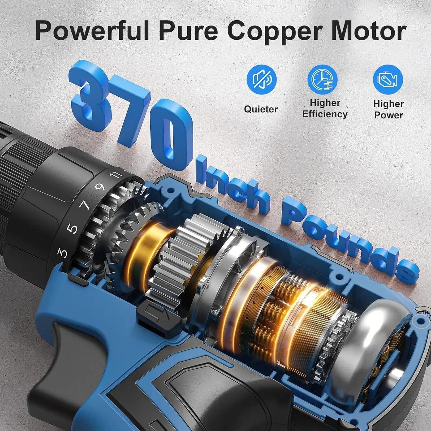 Image of NUVIO DOUBLE BATTERY Cordless Drill Set 48V Electric Drill Machine Kit Electric Drill Driver Dual Speed Keyless Chuck LED Multi Bits Kit Cordless Drill (10 mm Chuck Size)
