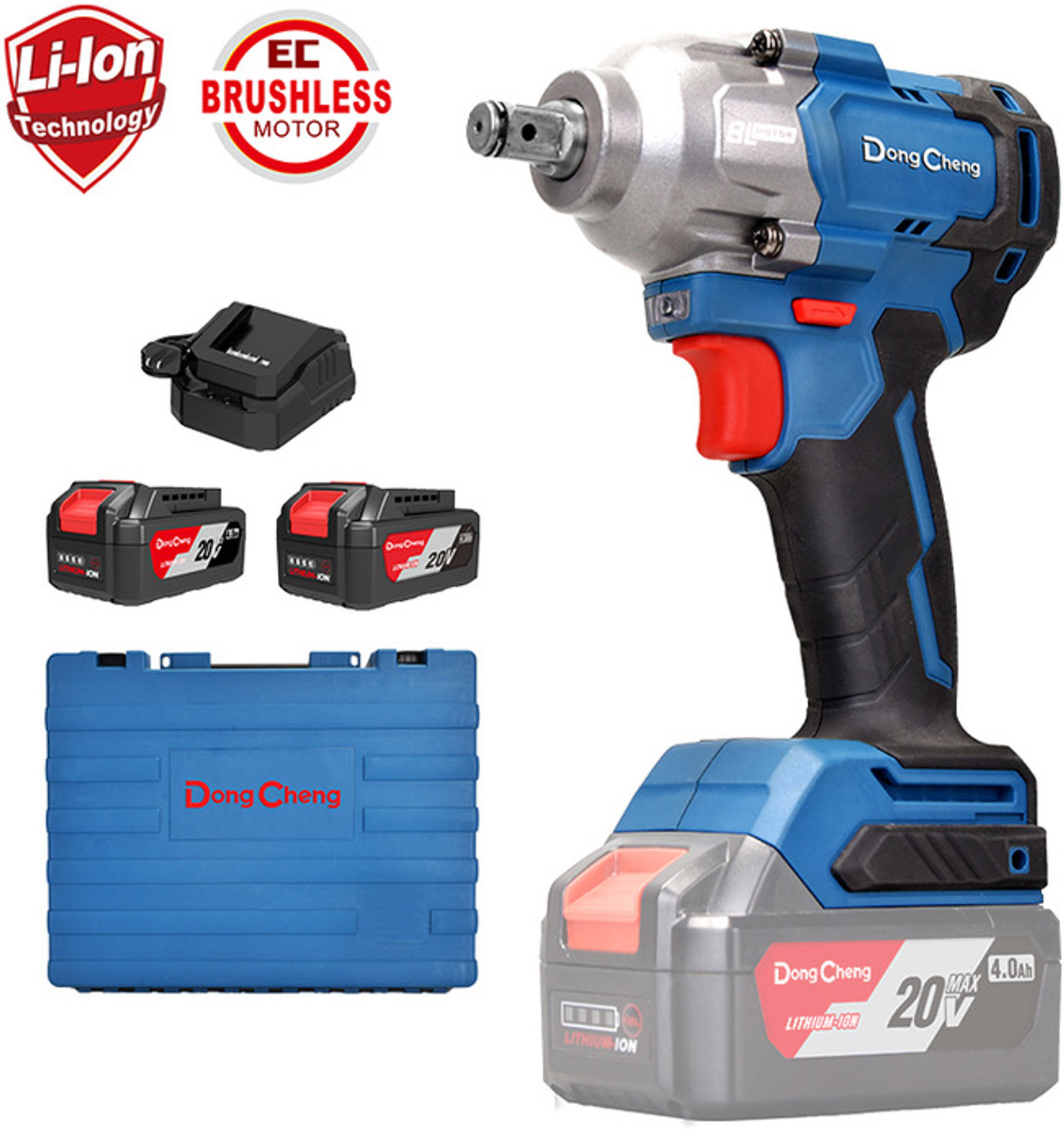 DONGCHENG MPT DG DCPB-488 CORDLESS BRUSHLESS IMPACT WRENCH 488NM TORQUE,20V MAX LI-ION BATTERY & CHARGER Cordless Drill