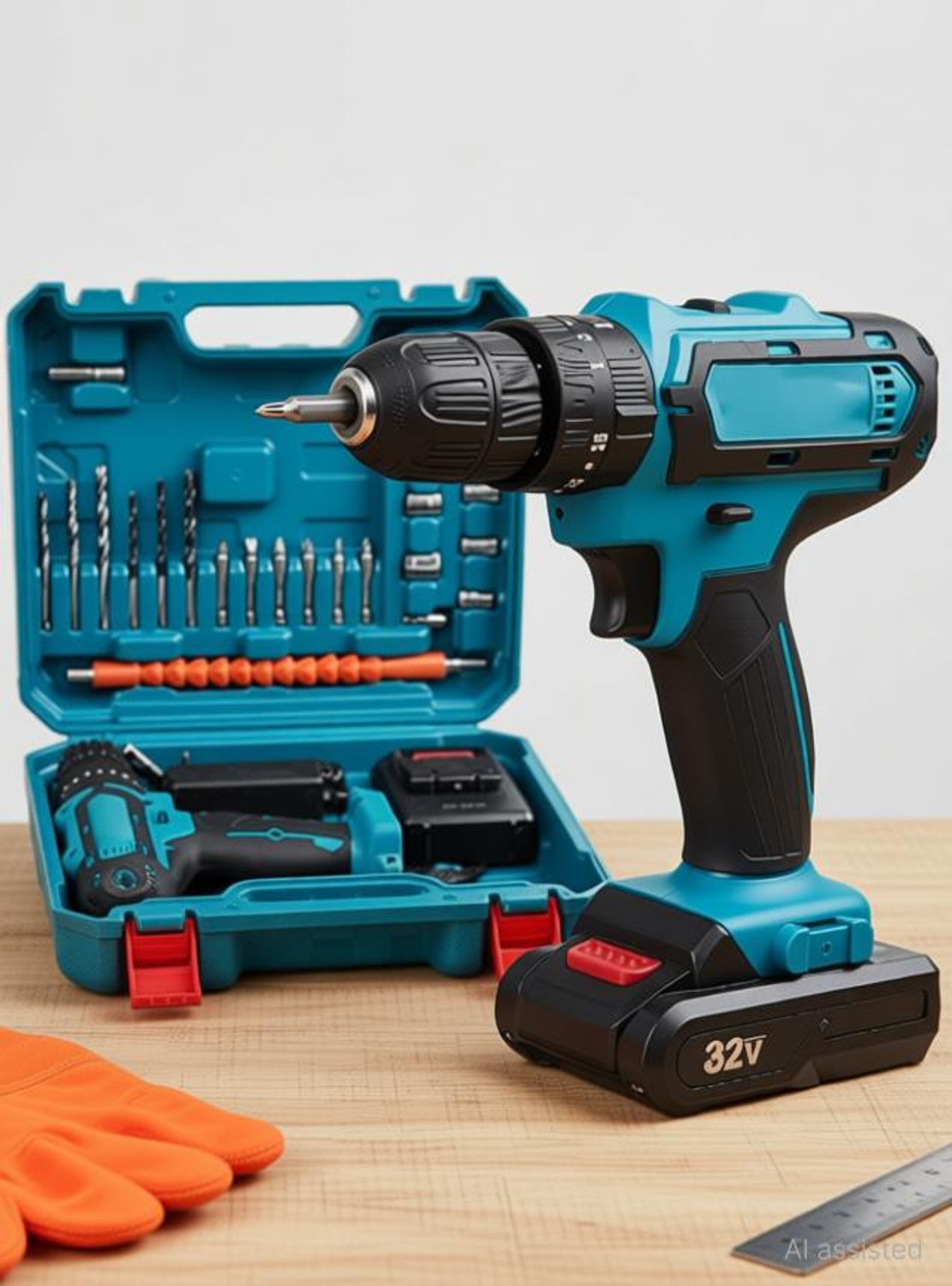 Image of NUVIO DOUBLE BATTERY Cordless Drill Set 48V Electric Drill Machine Kit Electric Drill Driver Dual Speed Keyless Chuck LED Multi Bits Kit Cordless Drill (10 mm Chuck Size)