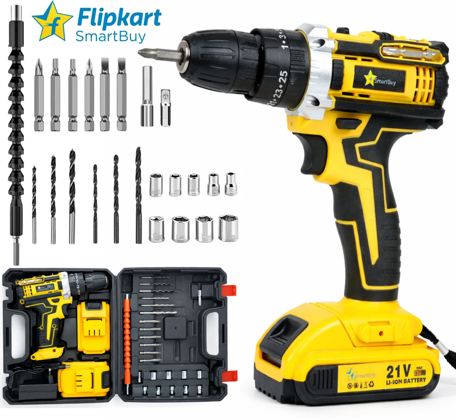 Image of INGCO Cordless Drill Machine 20 N.M torque 2pcs 1.5 Ah Batteries 12V 15+1 Variable Speed, LED Cordless Drill (10 mm Chuck Size)