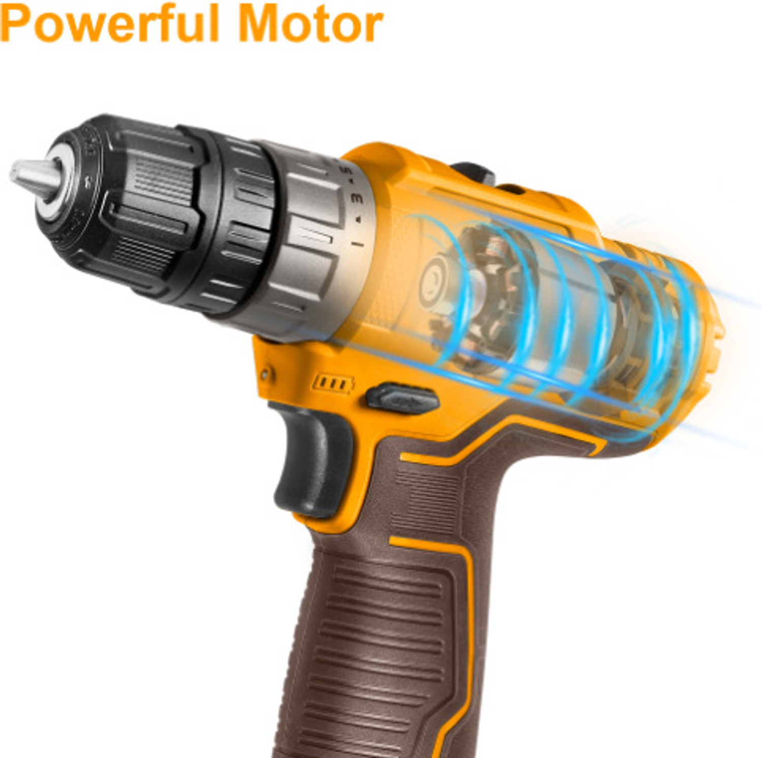 Image of INGCO Cordless Drill Machine 20 N.M torque 2pcs 1.5 Ah Batteries 12V 15+1 Variable Speed, LED Cordless Drill (10 mm Chuck Size)
