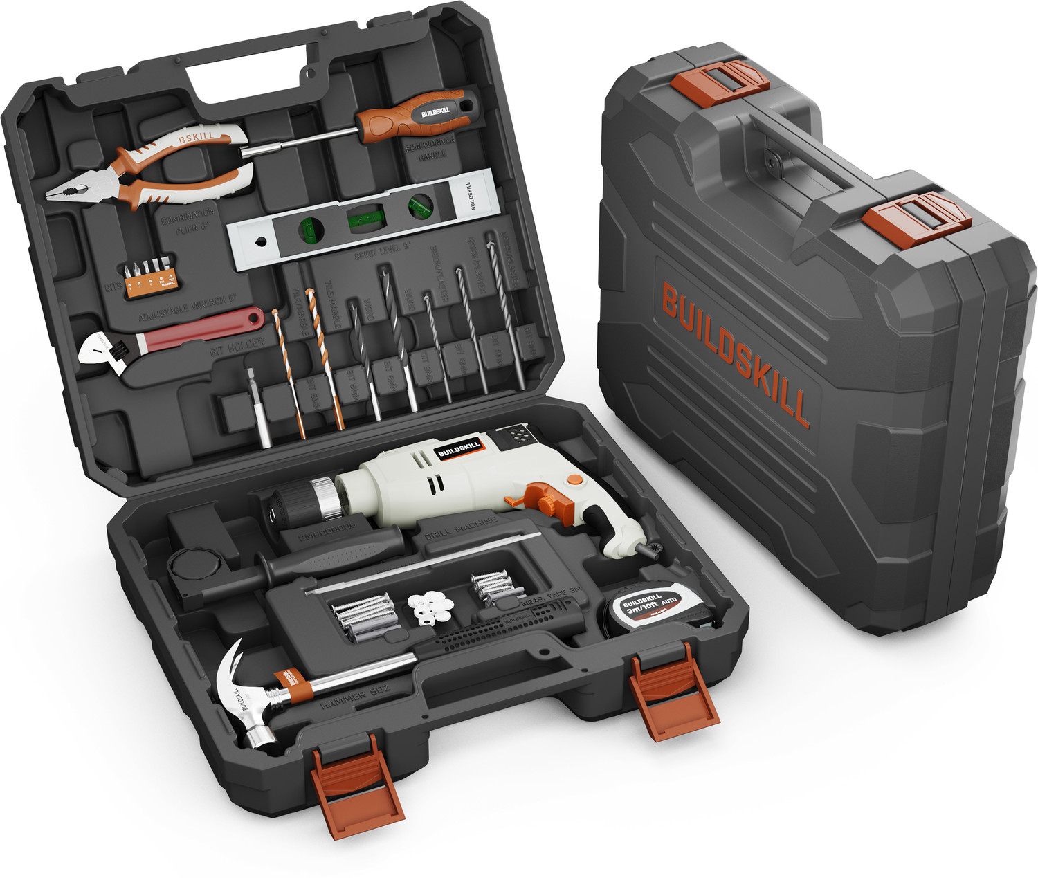 Image of BUILDSKILL 136 Pcs 650W impact drill machine tool kit | professional & home use Power & Hand Tool Kit (136 Tools)
