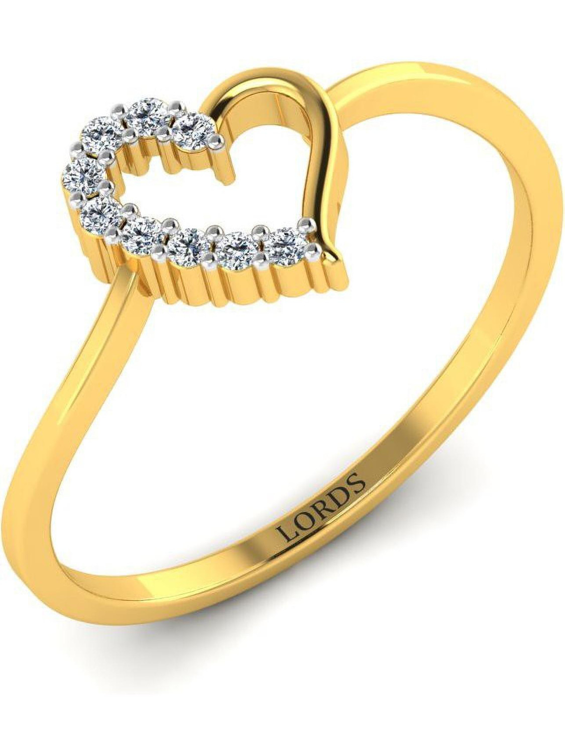 Image of LORDS JEWELS Shy Heart Diamond Ring 18kt Diamond Yellow Gold ring