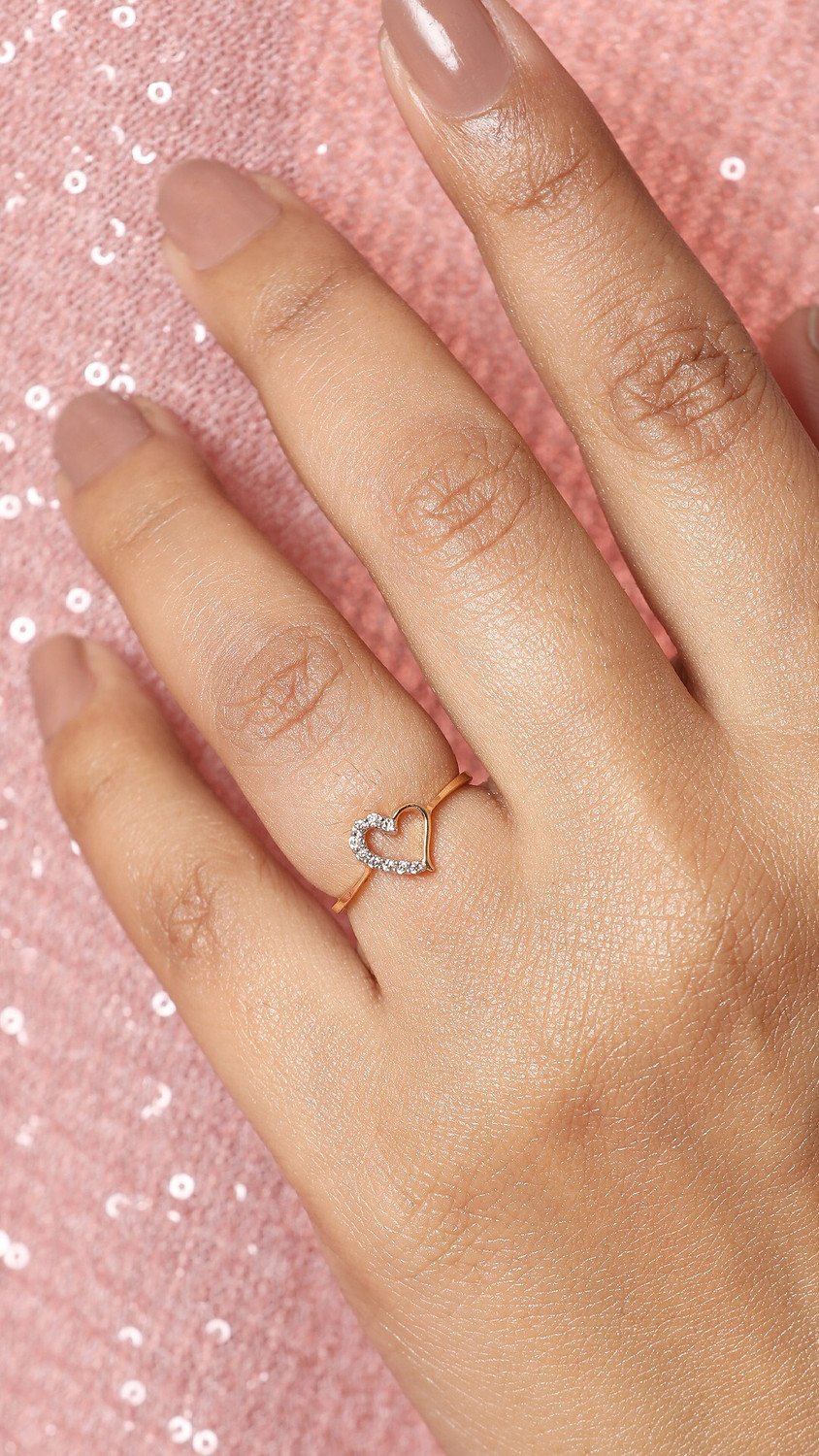 Image of LORDS JEWELS Shy Heart Diamond Ring 18kt Diamond Yellow Gold ring