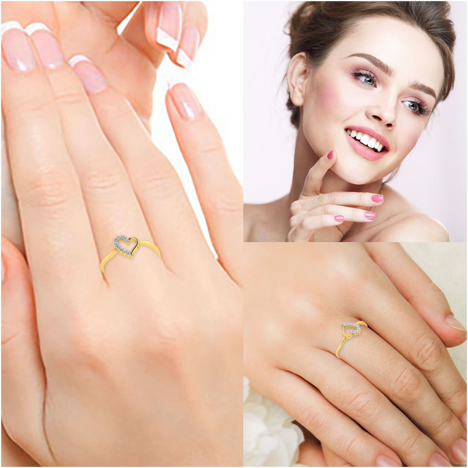 Image of LORDS JEWELS Shy Heart Diamond Ring 18kt Diamond Yellow Gold ring