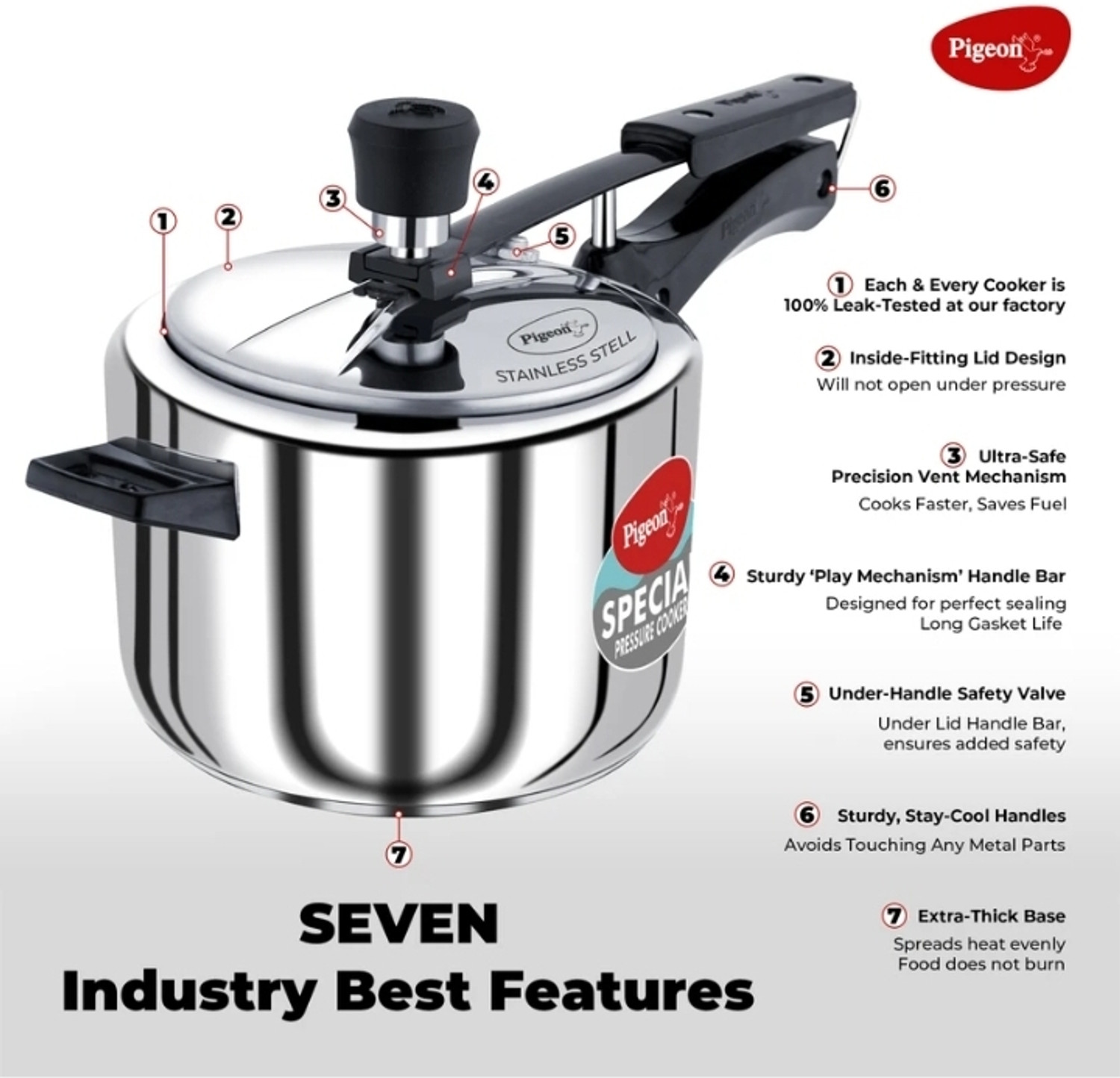Image of Raj Enterprise Hub Stainless steel pressure cooker inner Lid 5 L Induction Bottom Pressure Cooker (Stainless Steel)