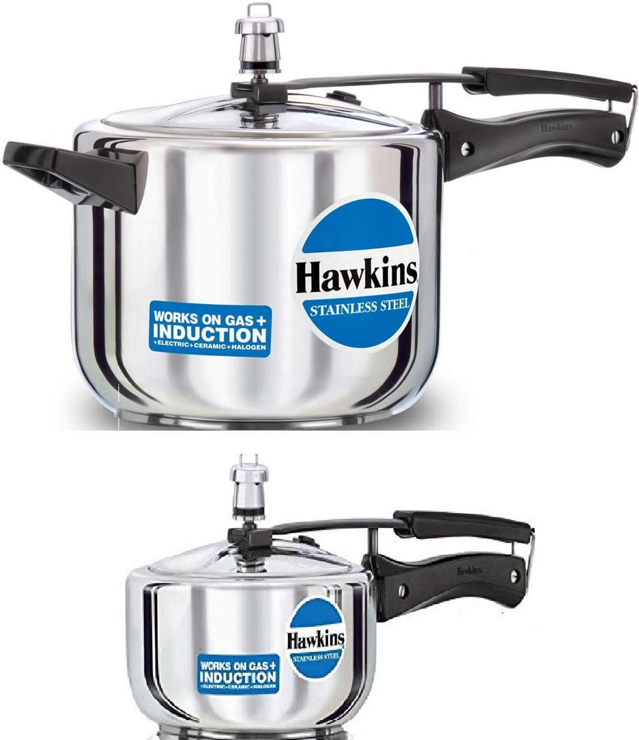 Image of Hawkins Stainless Steel 2 Ltr & 5 Ltr Pressure Cooker Combo - Induction Compatible 2 L, 5 L Induction Bottom Pressure Cooker (Aluminium)