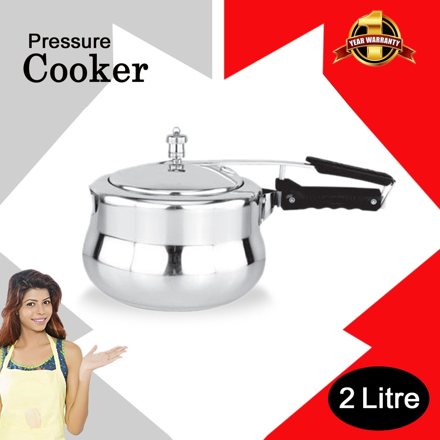 Image of ROYAL ELIBA Eco Friendly Multi-funtional Pressure Cooker 2 L Induction Bottom Pressure Cooker (Aluminium)