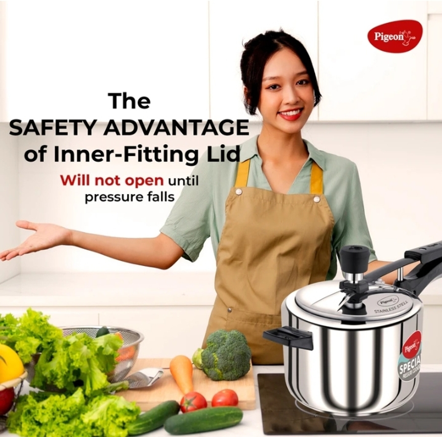 Image of Raj Enterprise Hub Stainless steel pressure cooker inner Lid 5 L Induction Bottom Pressure Cooker (Stainless Steel)