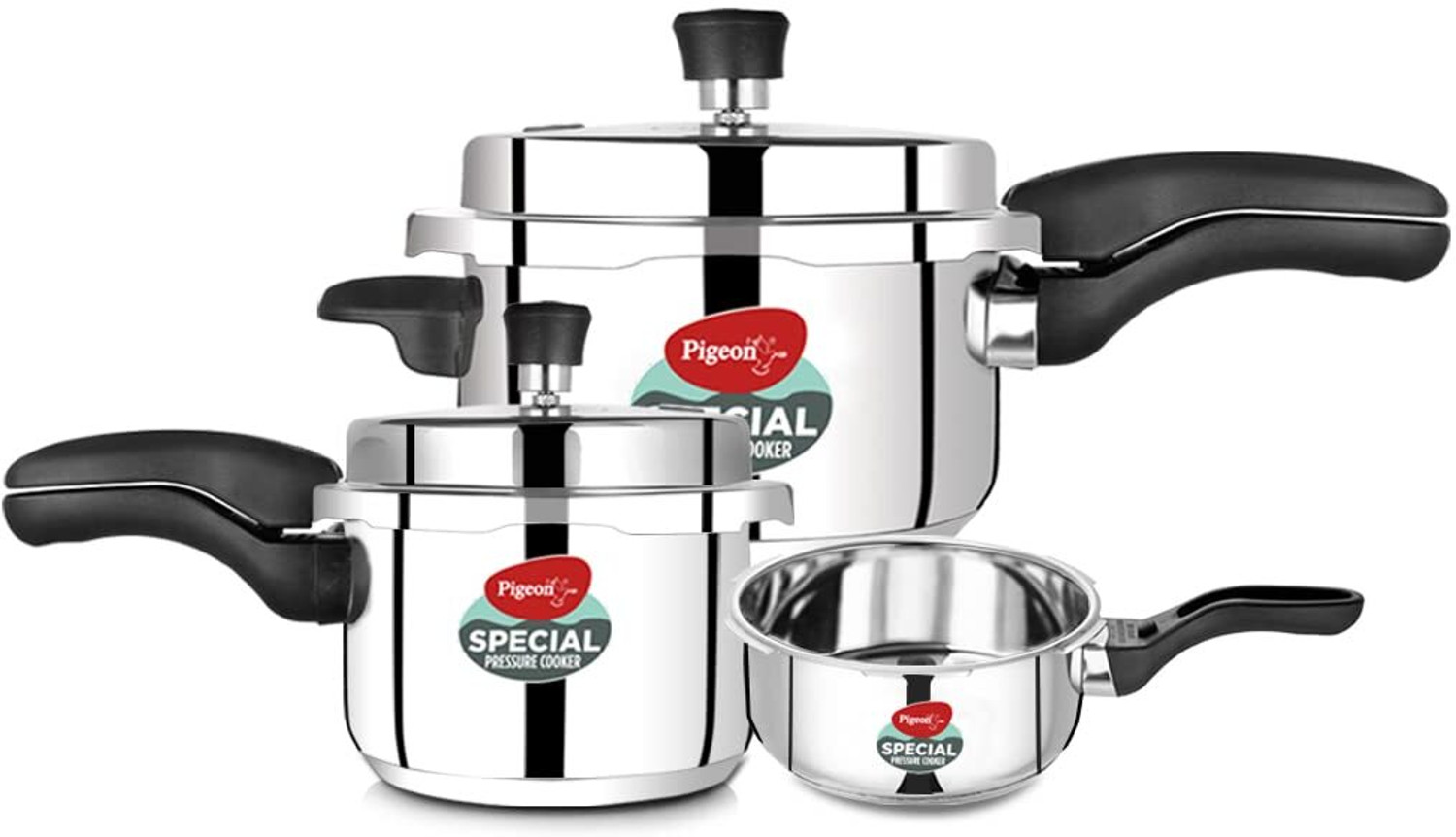 Image of Hawkins Stainless Steel 2 Ltr & 5 Ltr Pressure Cooker Combo - Induction Compatible 2 L, 5 L Induction Bottom Pressure Cooker (Aluminium)
