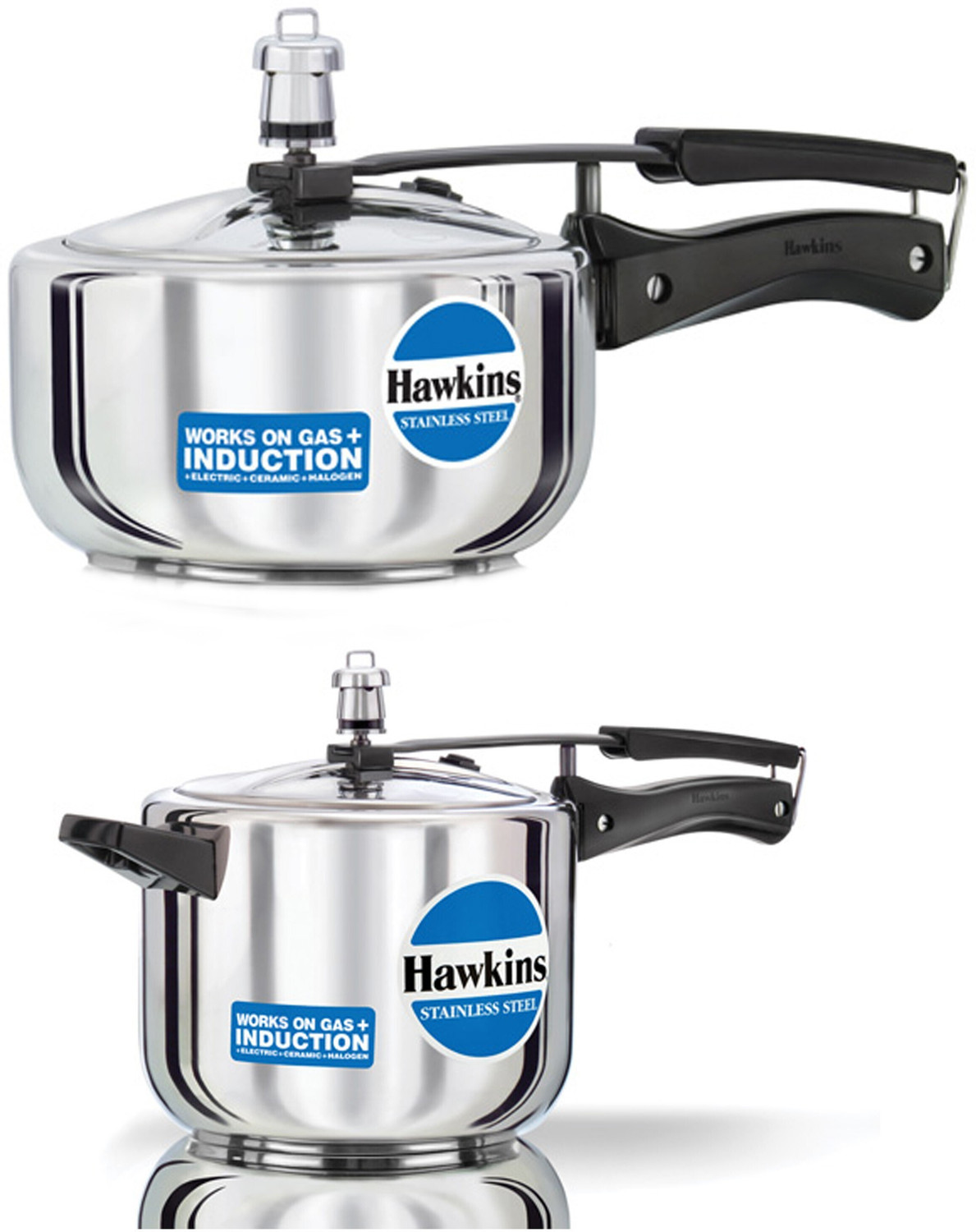 Image of Hawkins Stainless Steel 2 Ltr & 5 Ltr Pressure Cooker Combo - Induction Compatible 2 L, 5 L Induction Bottom Pressure Cooker (Aluminium)