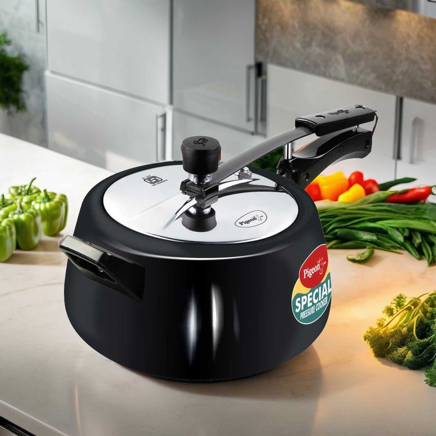 Image of Raj Enterprise Hub Stainless steel pressure cooker inner Lid 5 L Induction Bottom Pressure Cooker (Stainless Steel)