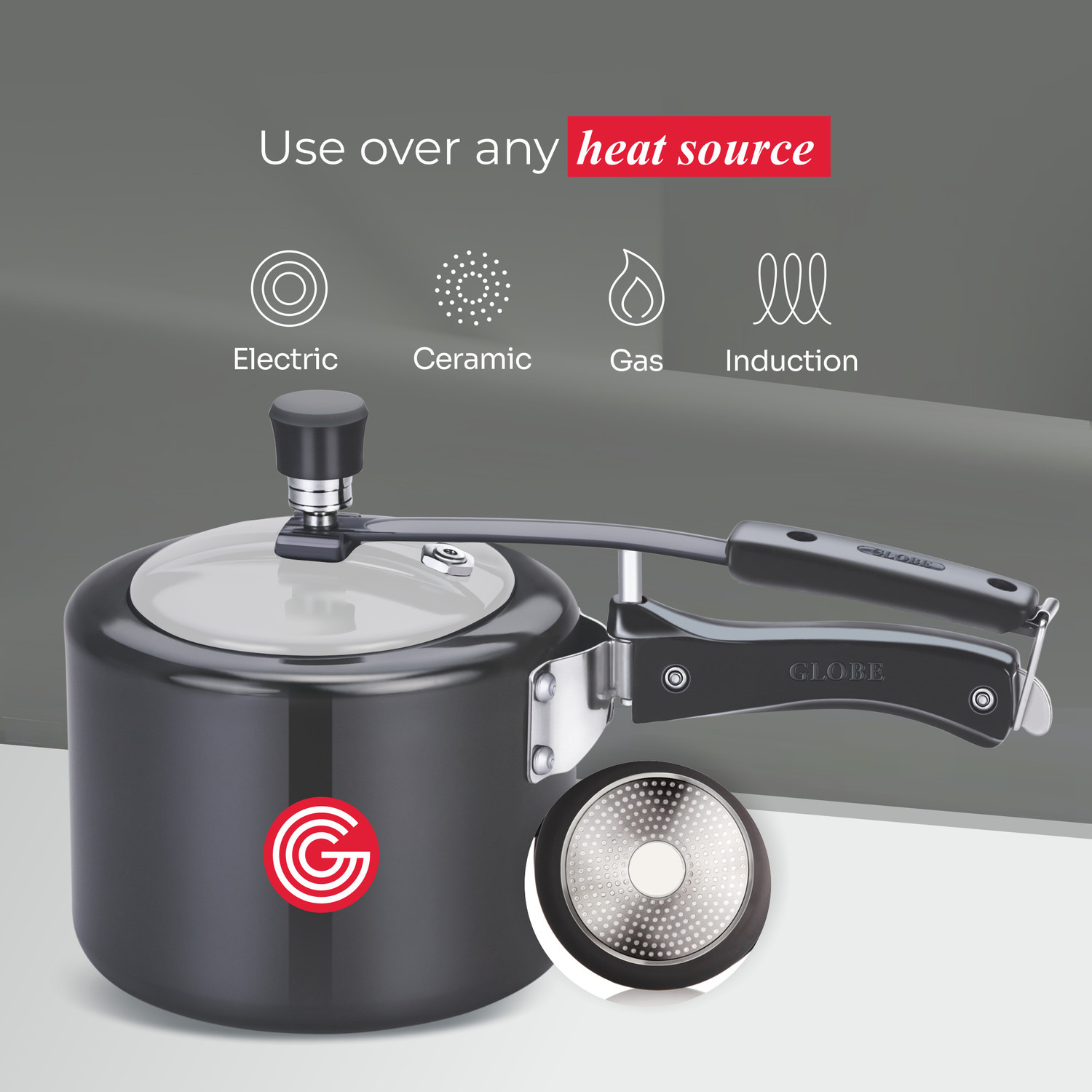 Image of Classic Essentials Hard Anodised Handi Shape Cooker | ISI Certified Inner Lid HA Pressure Cooker 2 L Induction Bottom Pressure Cooker (Aluminium)
