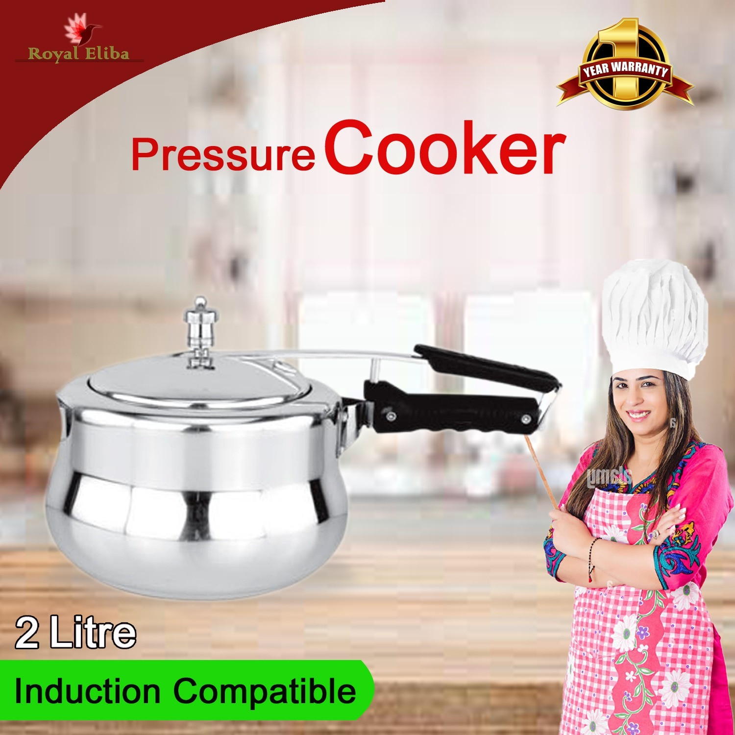 Image of ROYAL ELIBA Eco Friendly Multi-funtional Pressure Cooker 2 L Induction Bottom Pressure Cooker (Aluminium)
