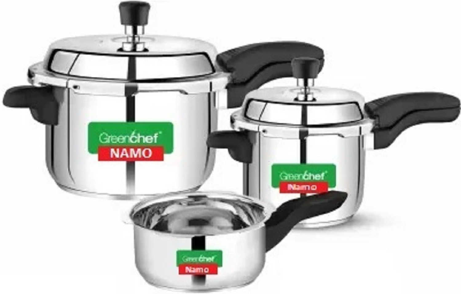 Image of SONU BELLINO PRESSURE COOKER-3.4 LTR with One Extra Serving Glass Lid, 3.4 L Induction Bottom Pressure Cooker (Stainless Steel)