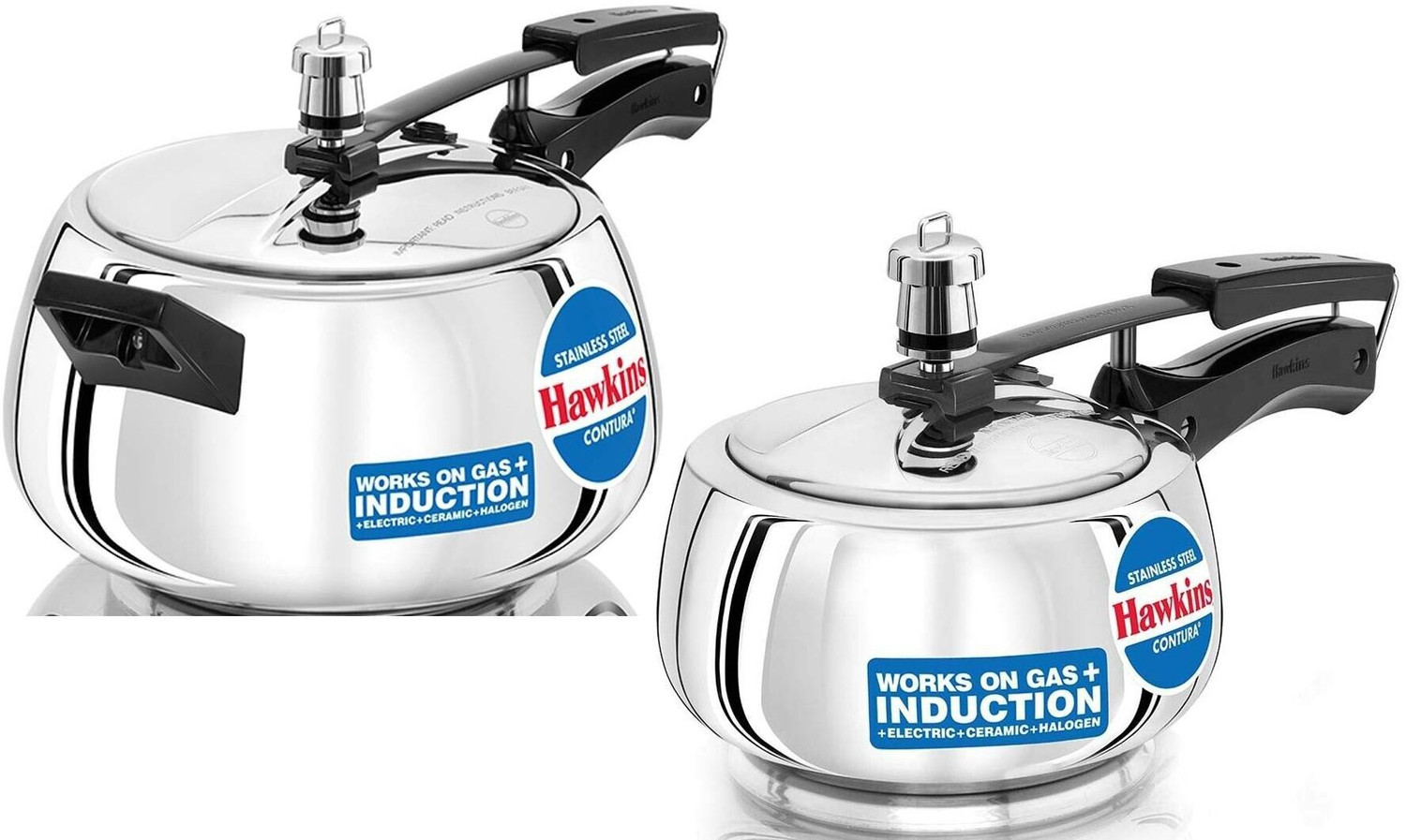 Image of Hawkins Stainless Steel 2 Ltr & 5 Ltr Pressure Cooker Combo - Induction Compatible 2 L, 5 L Induction Bottom Pressure Cooker (Aluminium)