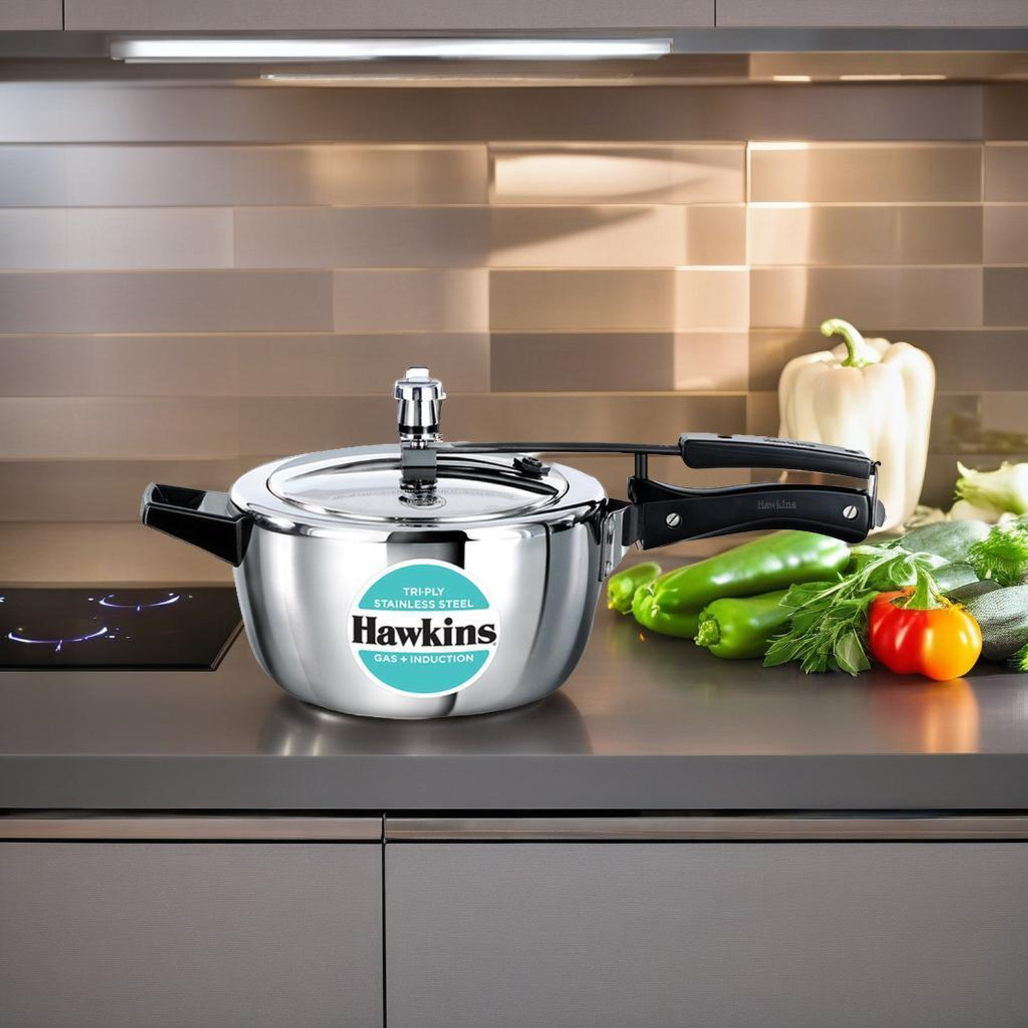 Image of Hawkins Stainless Steel 2 Ltr & 5 Ltr Pressure Cooker Combo - Induction Compatible 2 L, 5 L Induction Bottom Pressure Cooker (Aluminium)