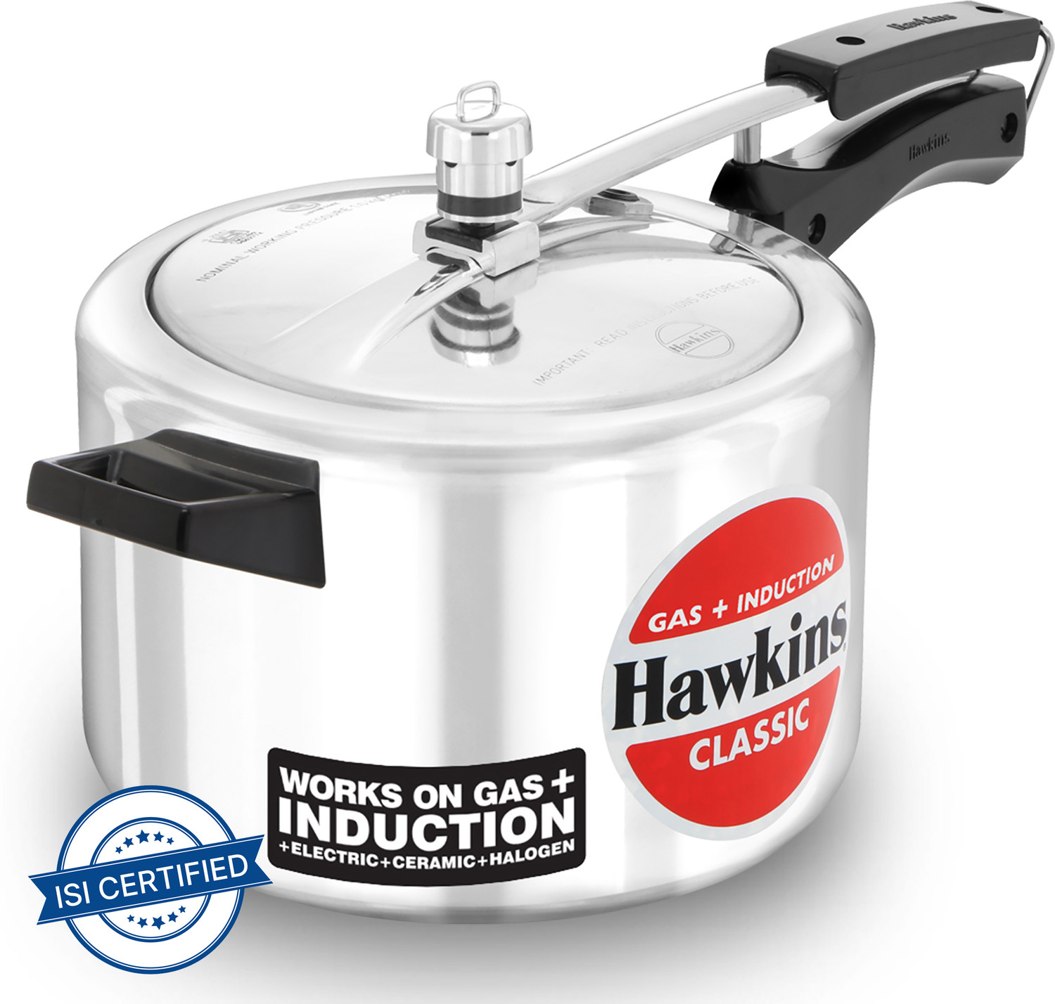 Image of Hawkins Classic 5 Ltr Silver Pressure Cooker With Hard Anodised 2 Pc Separater Cooker Dabba and Stand 5 L Pressure Cooker (Aluminium)