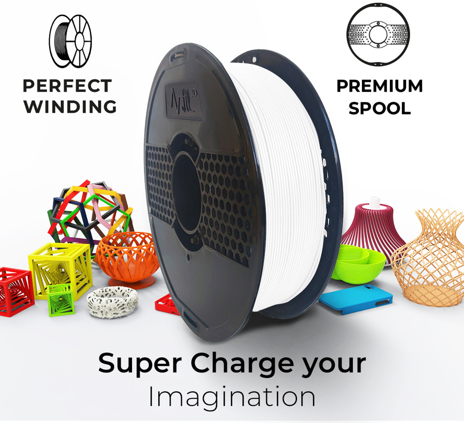 Image of NFIL3D rPLA Snow White | 1.75 mm | 1 KG Net Weight | 3D Printer Filament (White)