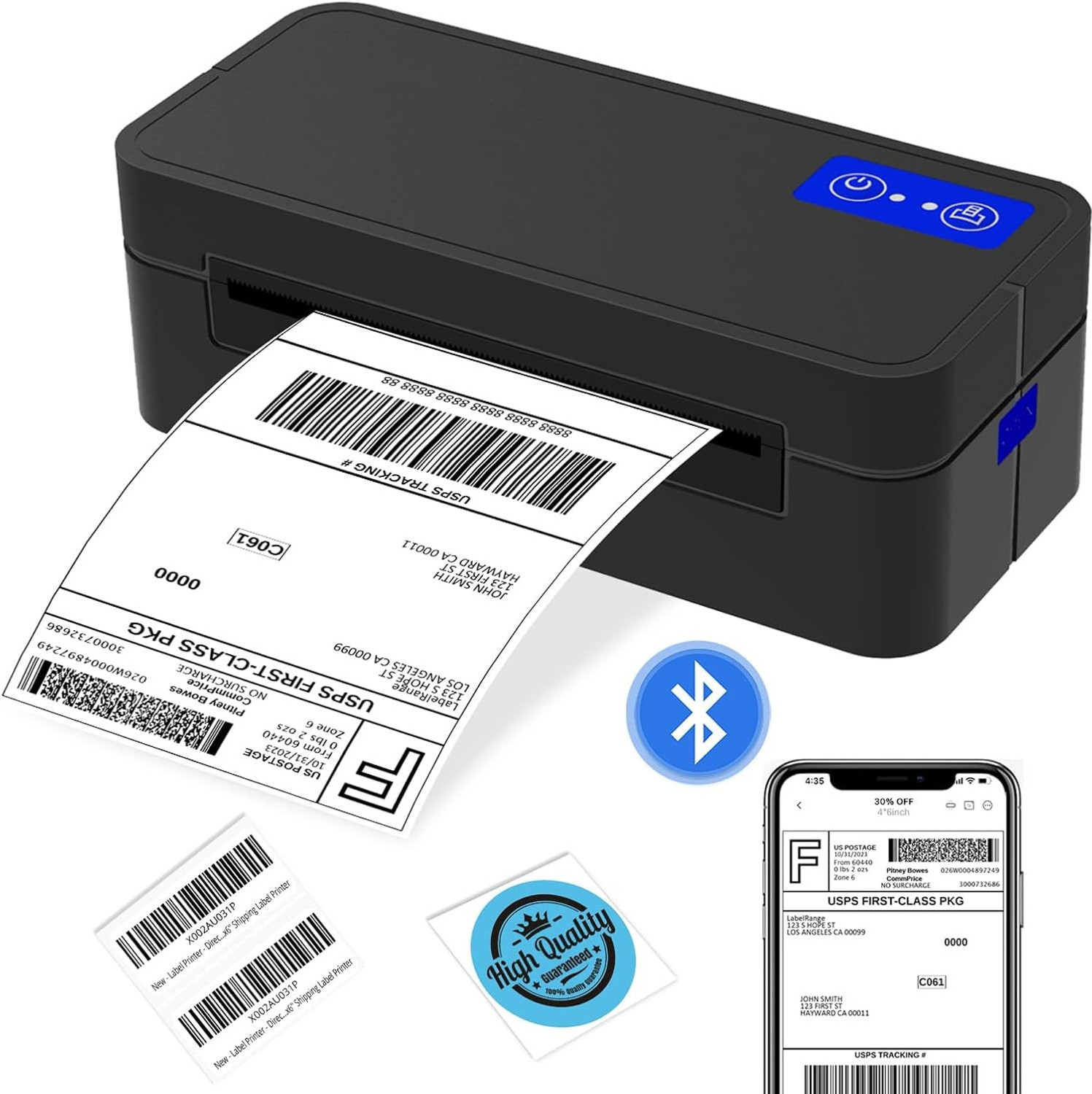 Image of BRONTIX Thermal Printer 4x6 inch Label | Adjustable Label size | 203 DPI Single Function Monochrome Label Printer (Label Roll)